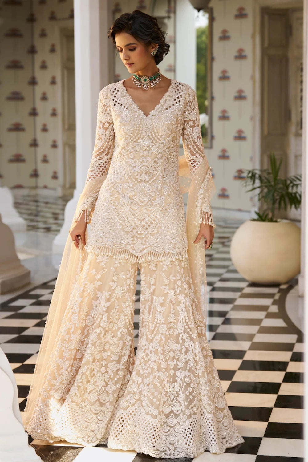 sharara dress for women Nude Pearl Sharara Set