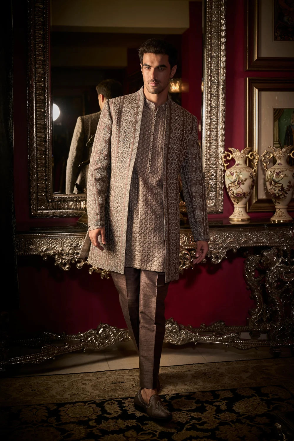 Ash Grey Open Jacket Set