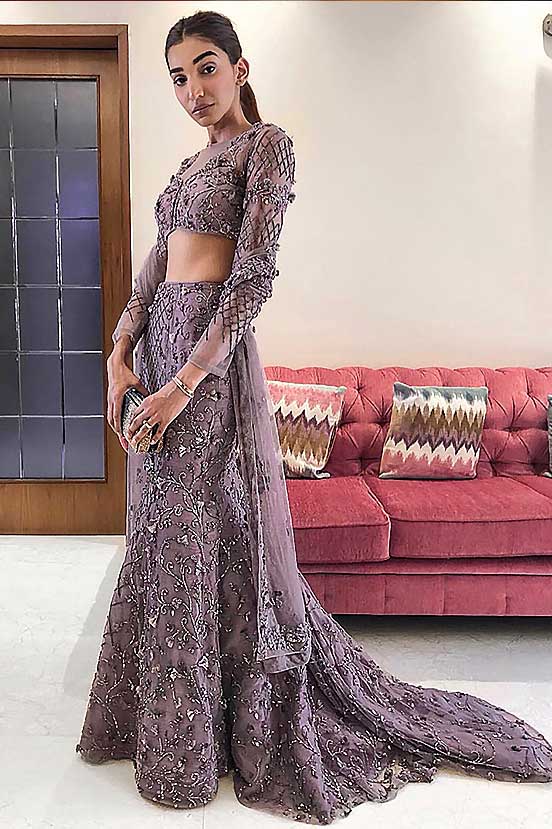 Juhi Godambe In Lilac Heavy Embelished Lehenga Set