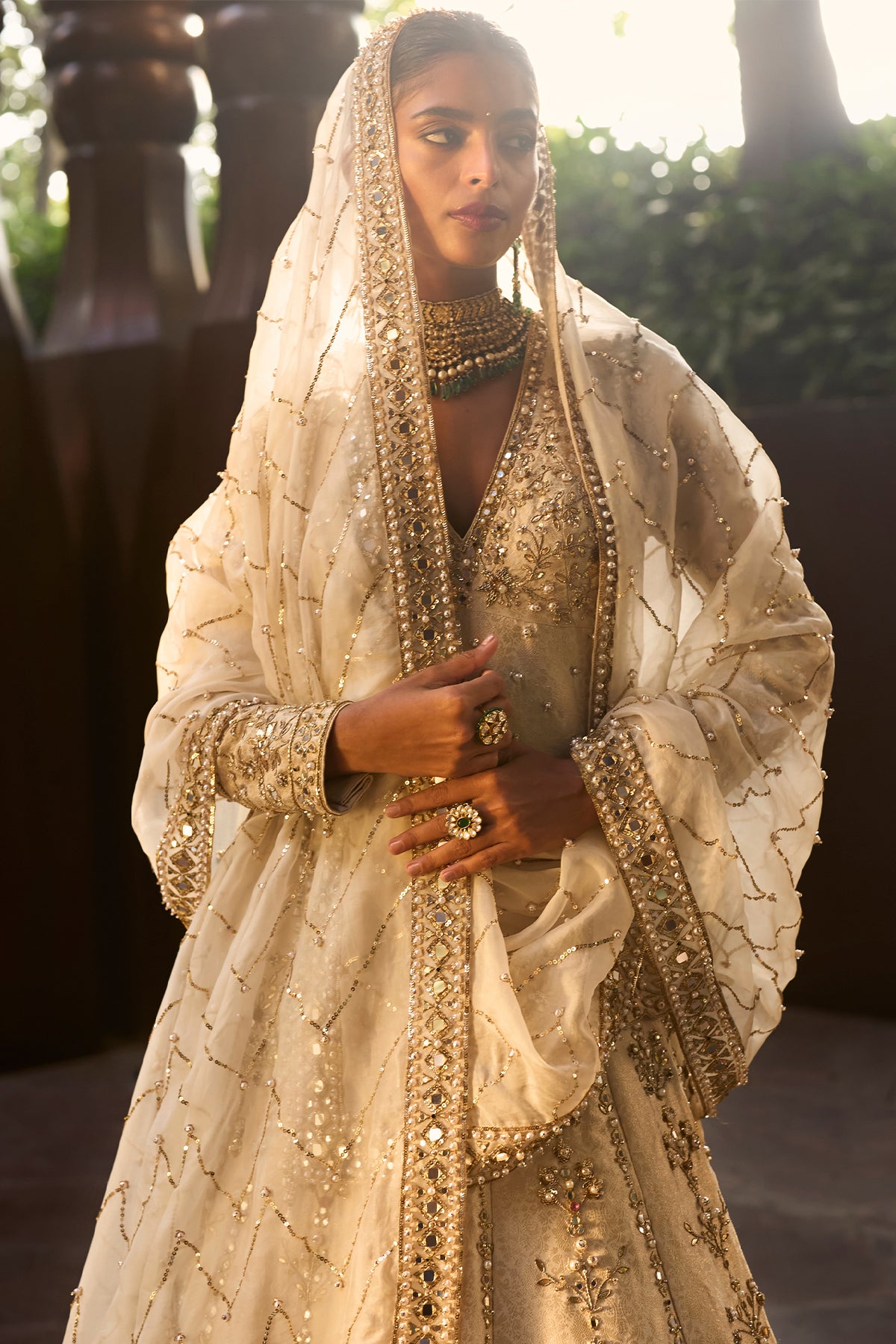 BEIGE GOLD LEHENGA SET