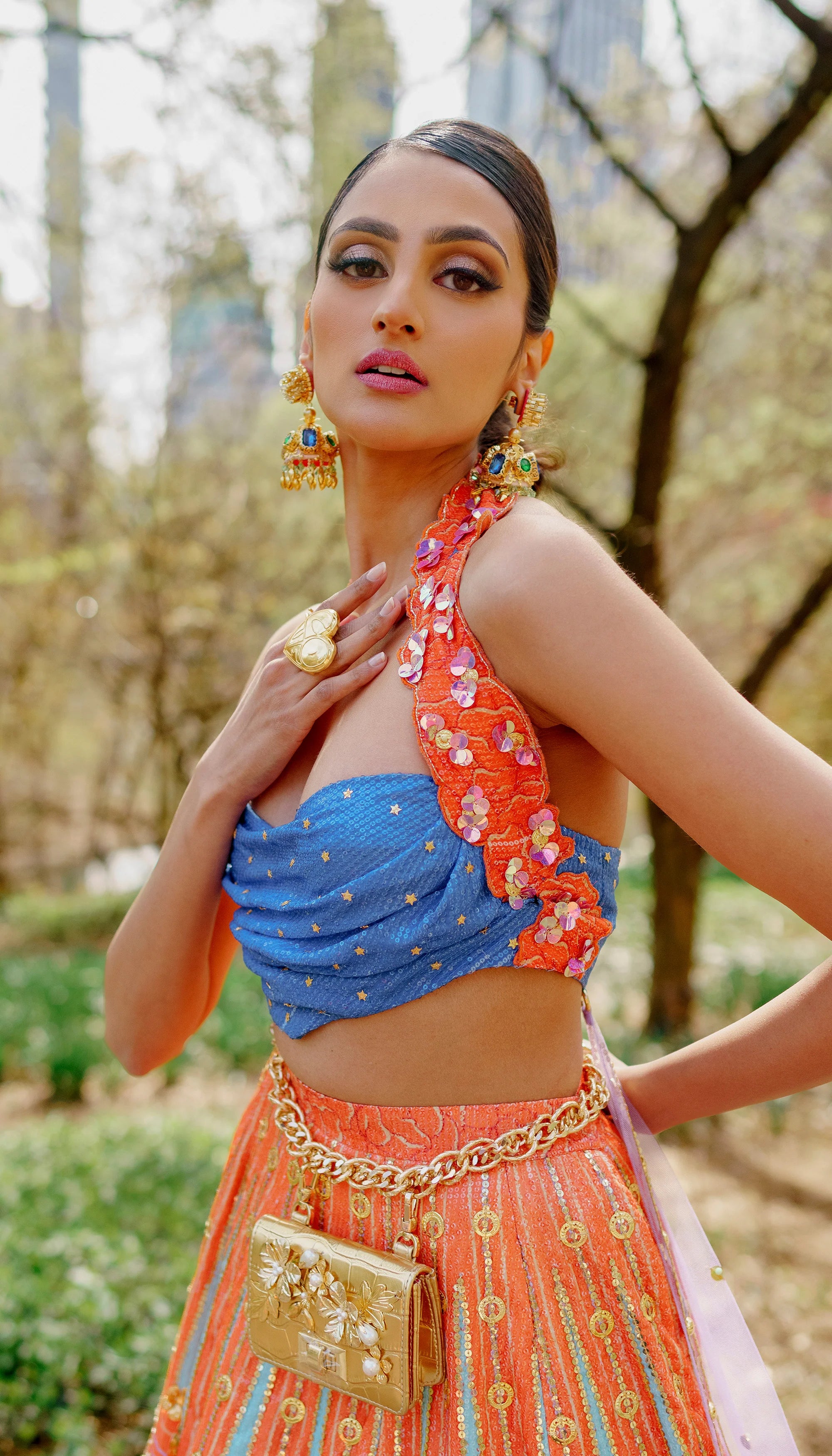 SERENITY- LILAC PRINTED AND EMBELLISHED FULL LEHENGA SET