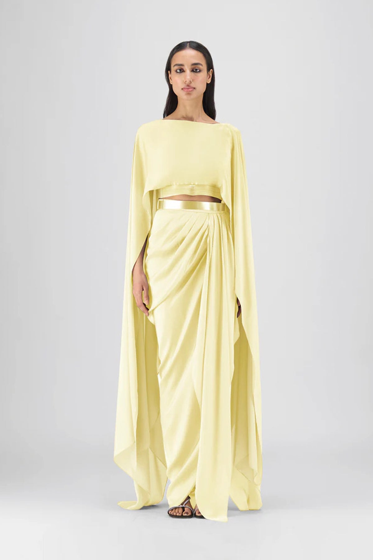 Metallic Fluid Cape And Skirt