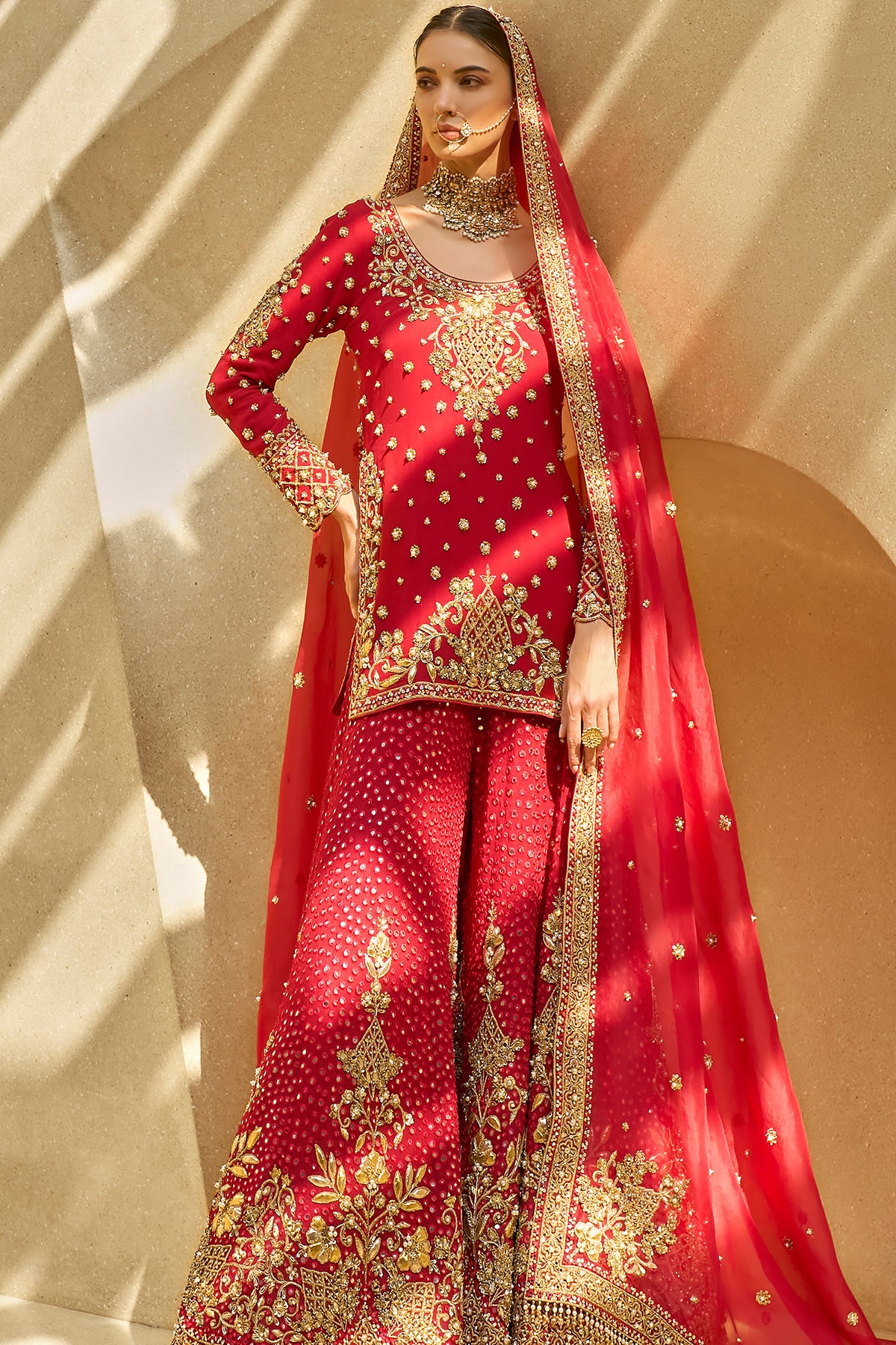 RUBY RED SHARARA SET