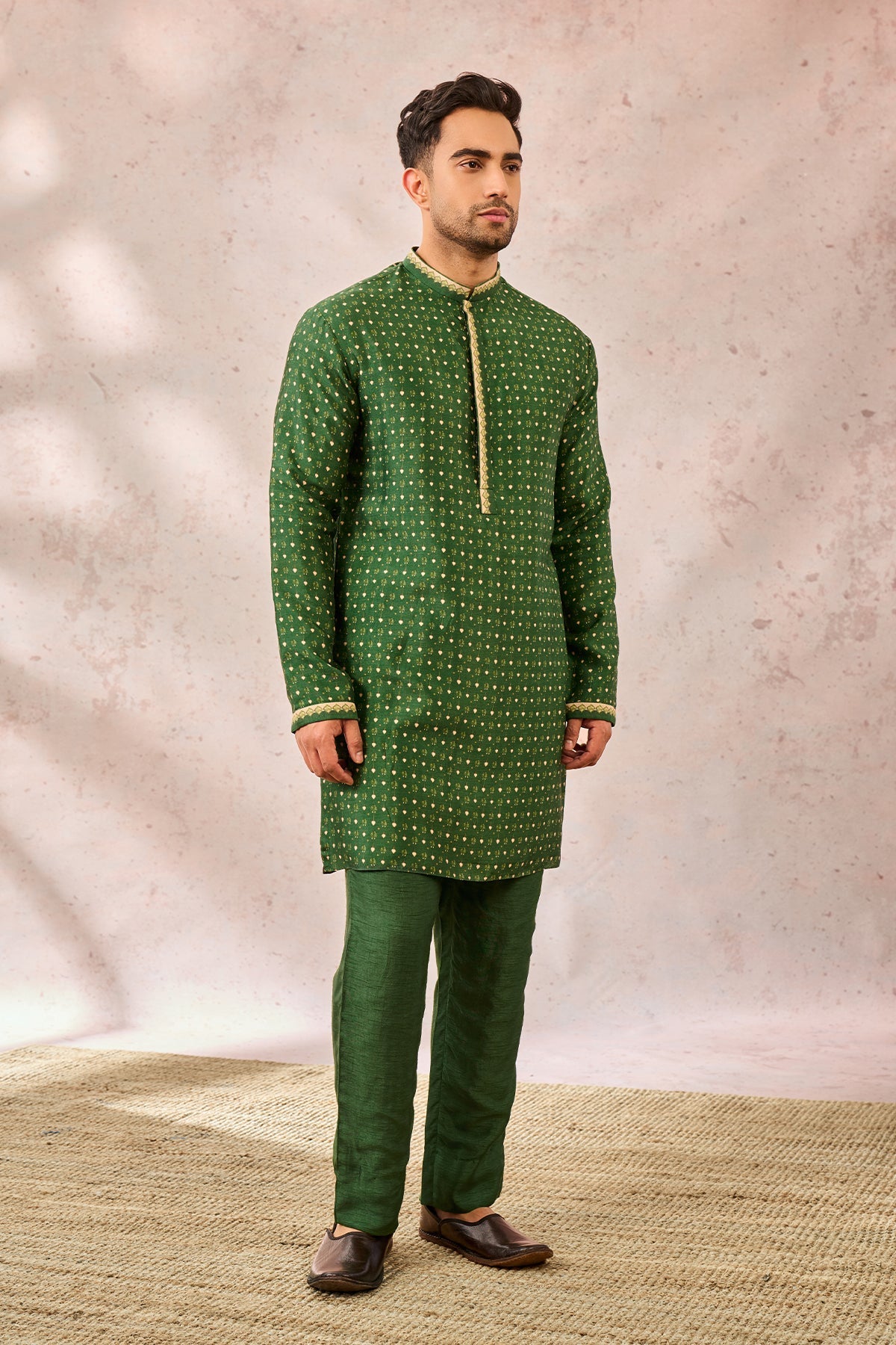 GREEN TREE OF HEARTS KURTA SET