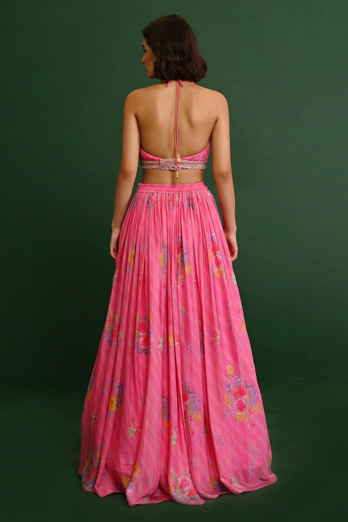 ROSETTE GEORGETTE RUSCHED HALTER SET