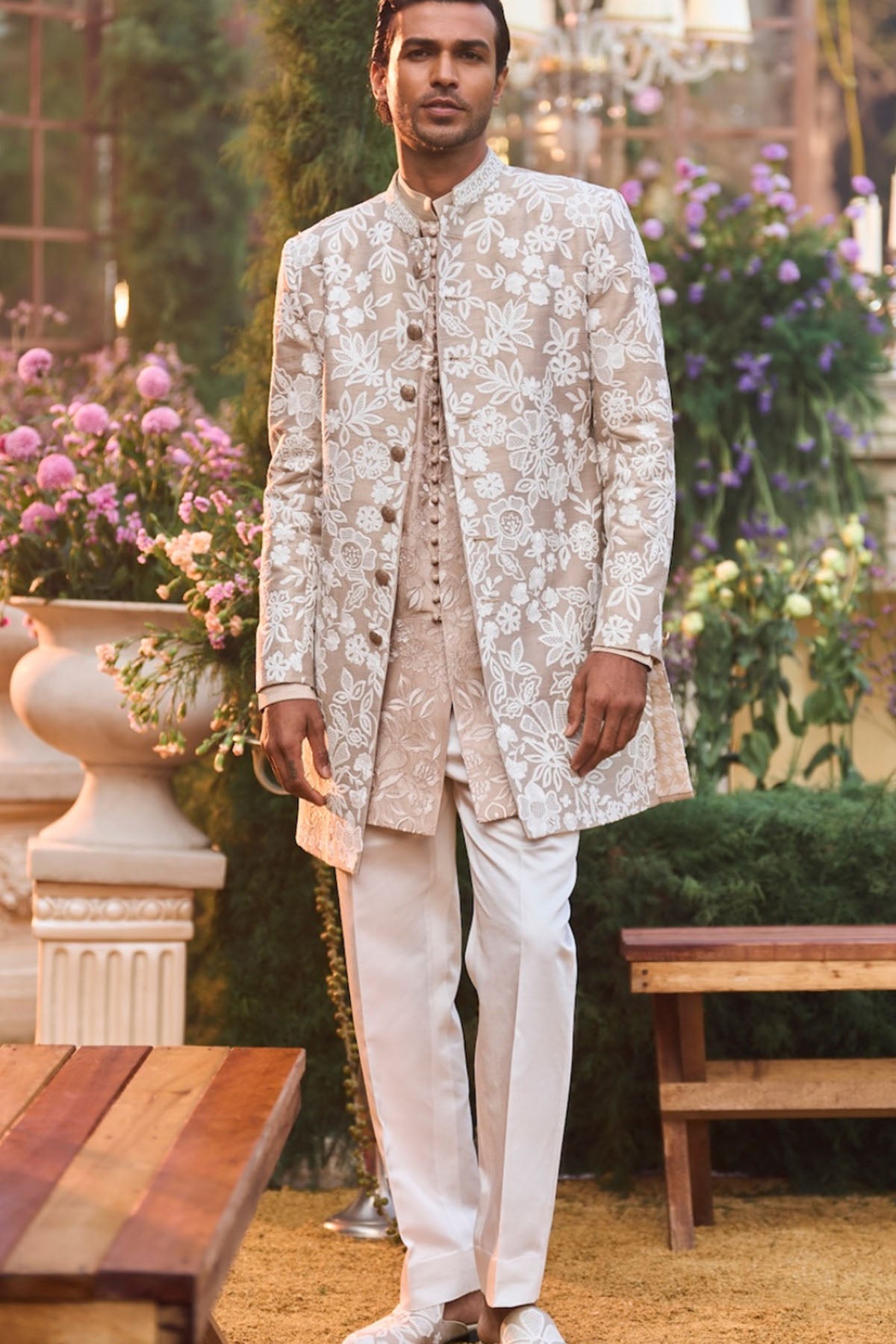 Nude Dori Sherwani Set
