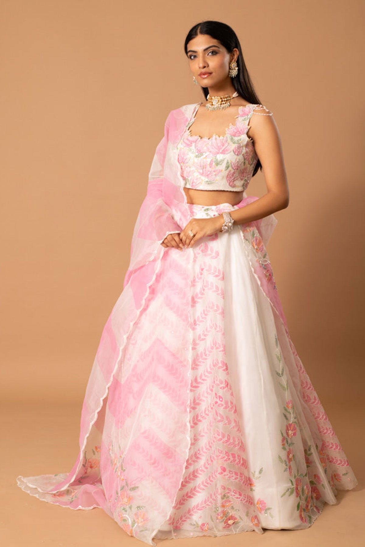 Rosalie Handpainted Organza Lehenga