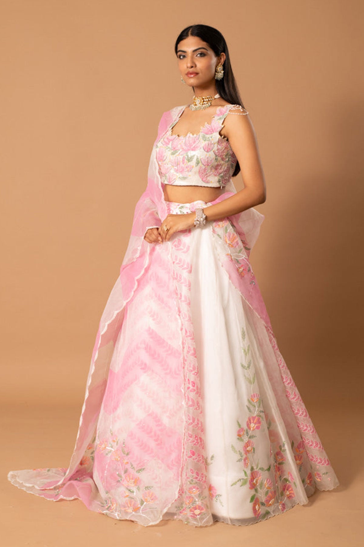 Rosalie Handpainted Organza Lehenga
