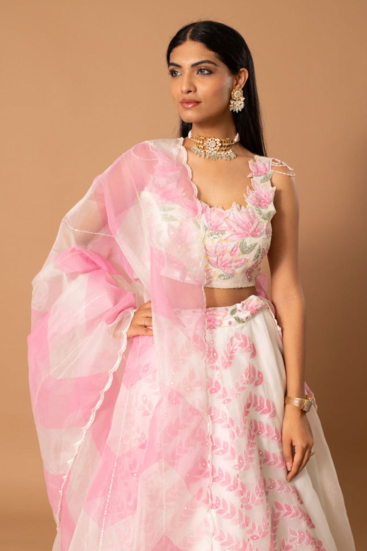 Rosalie Handpainted Organza Lehenga