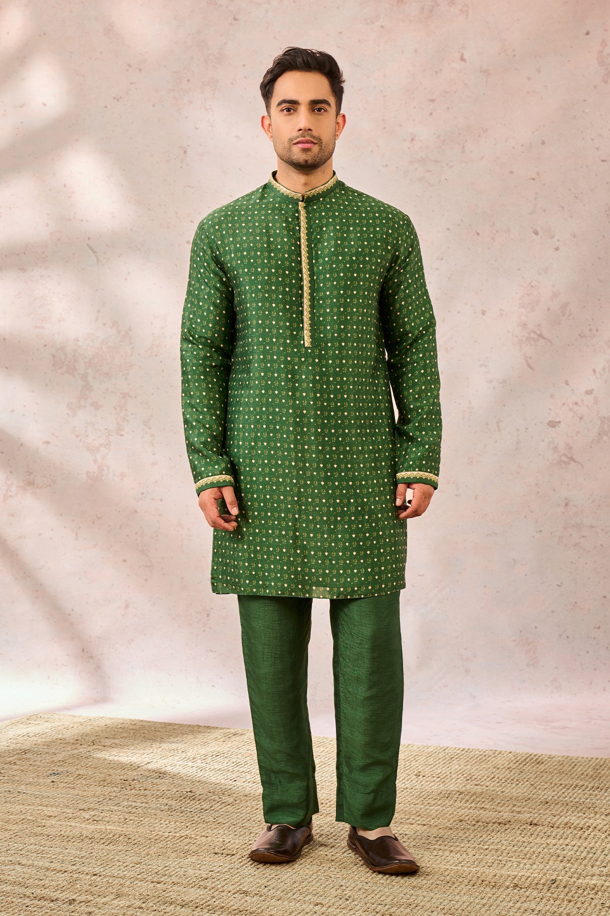 GREEN TREE OF HEARTS KURTA
