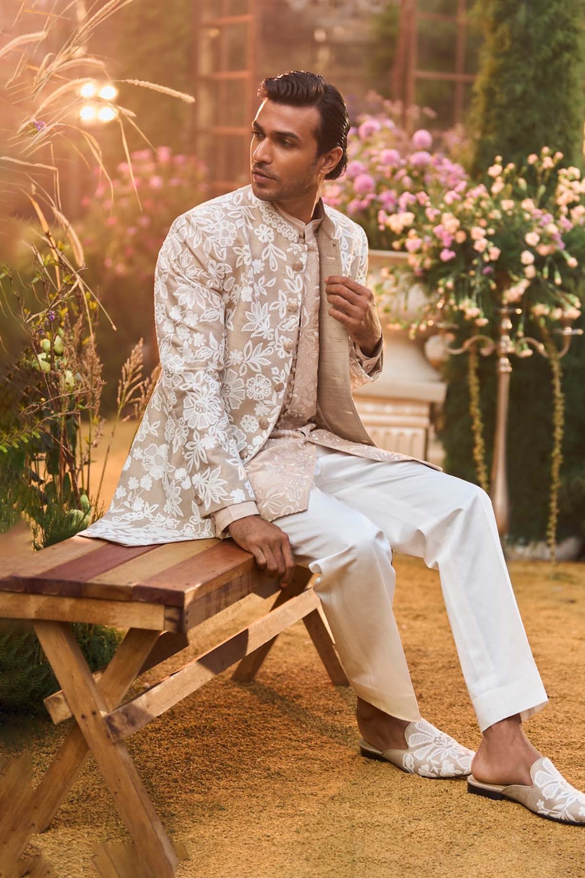 Nude Dori Sherwani Set