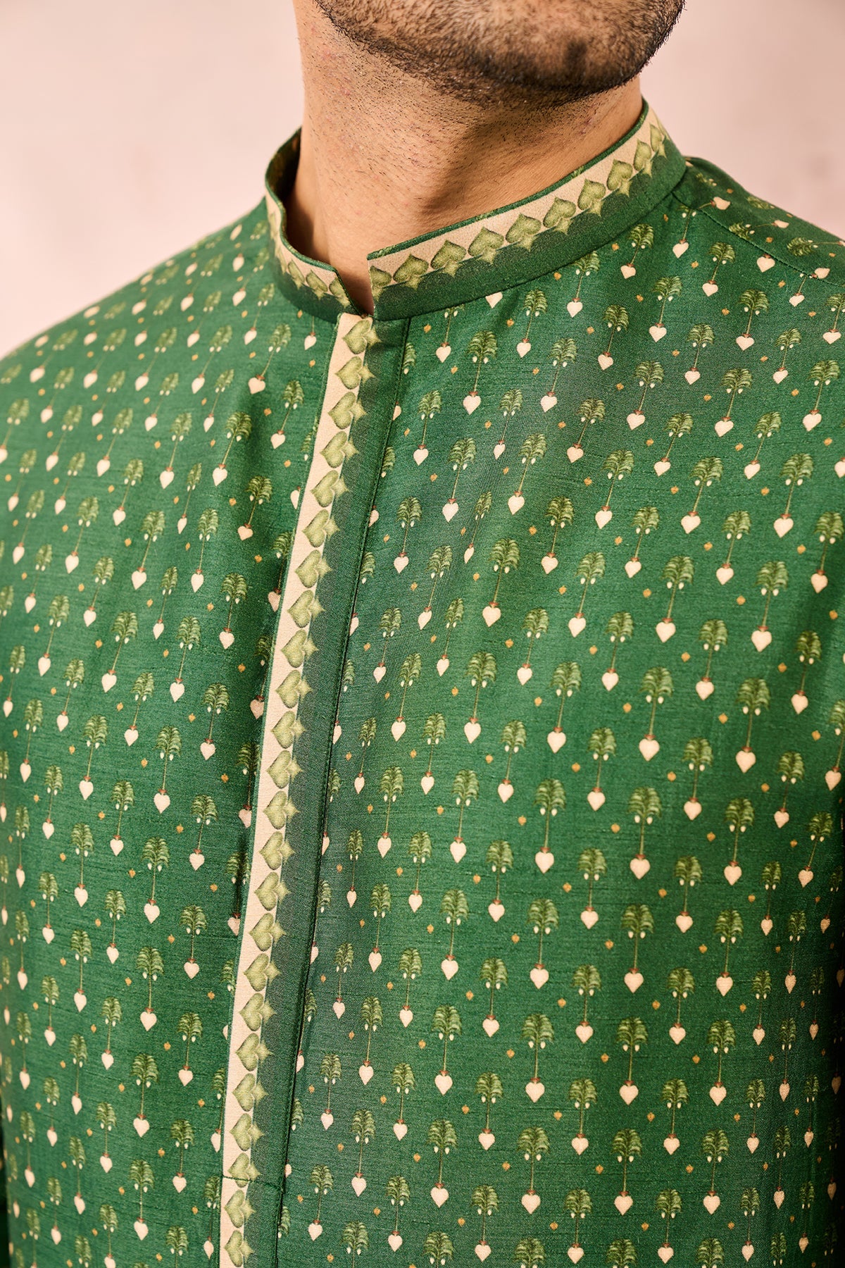 GREEN TREE OF HEARTS KURTA
