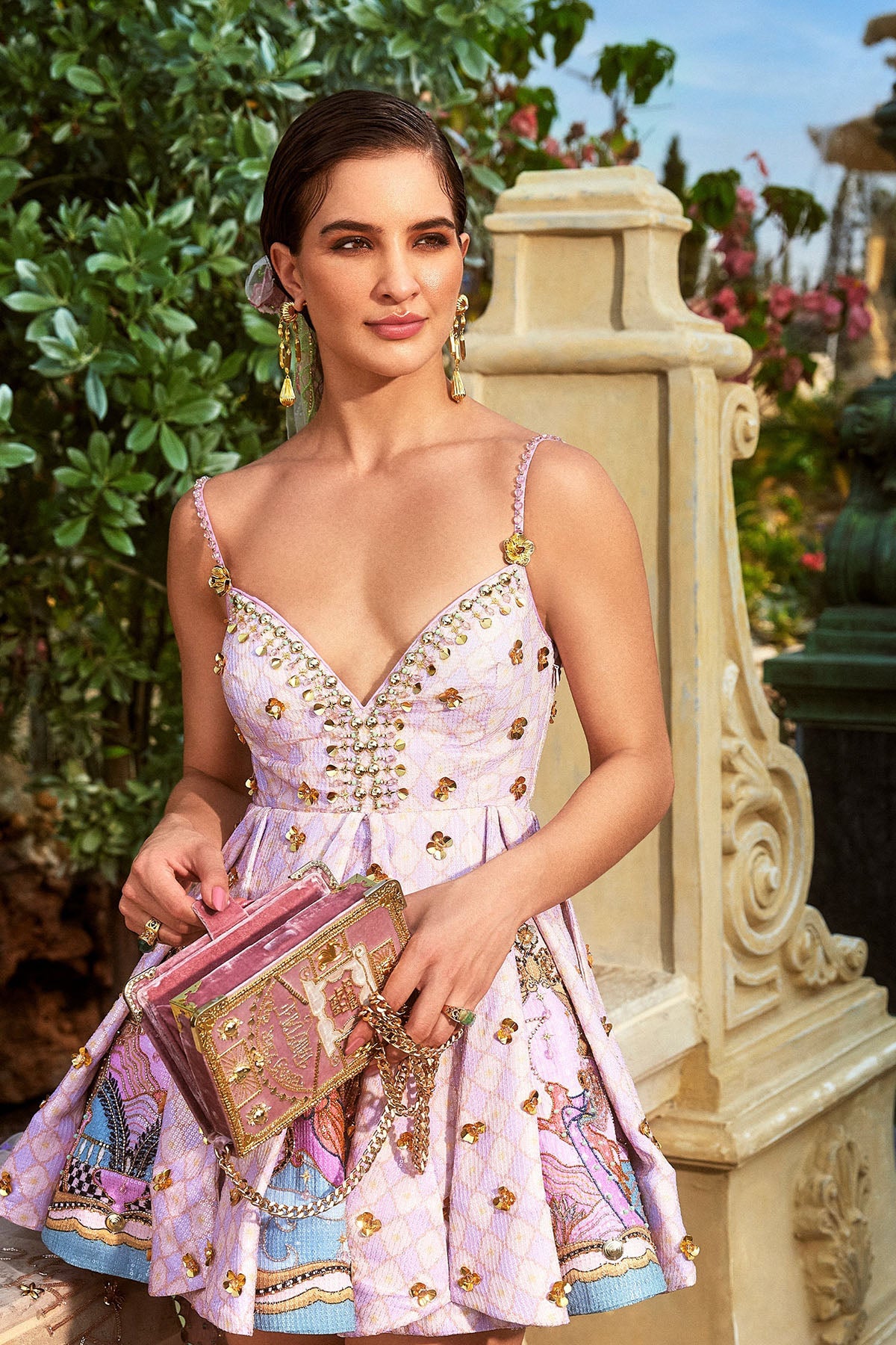 Silver Lining Baby Doll Dress With Drape