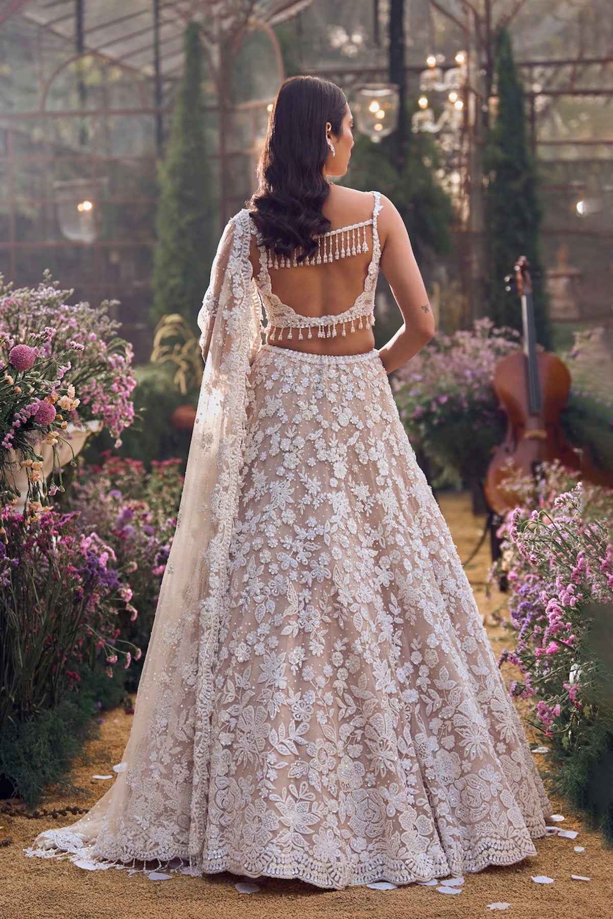 Nude Floral Lehenga Set