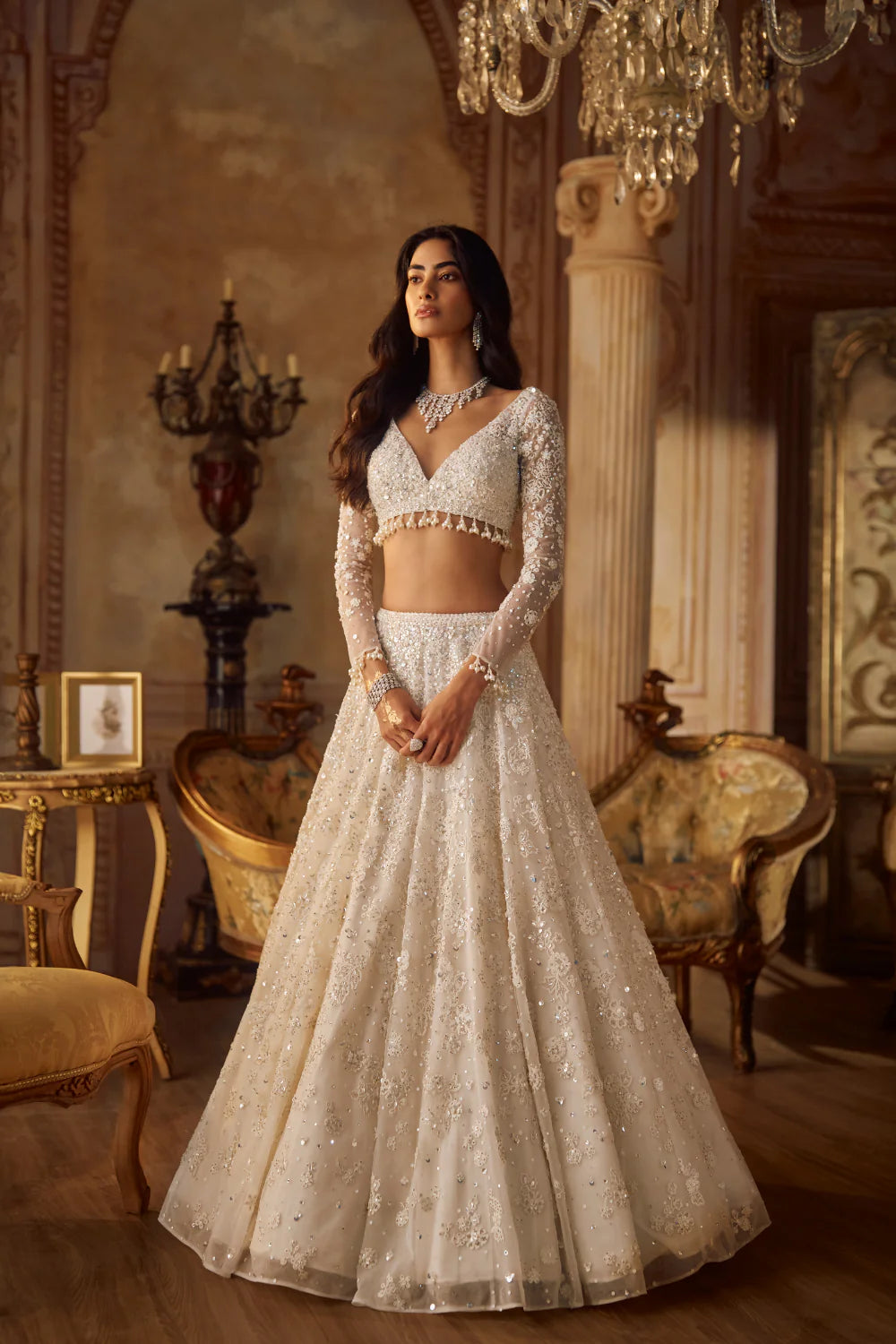 Ivory Floral Lehenga Set