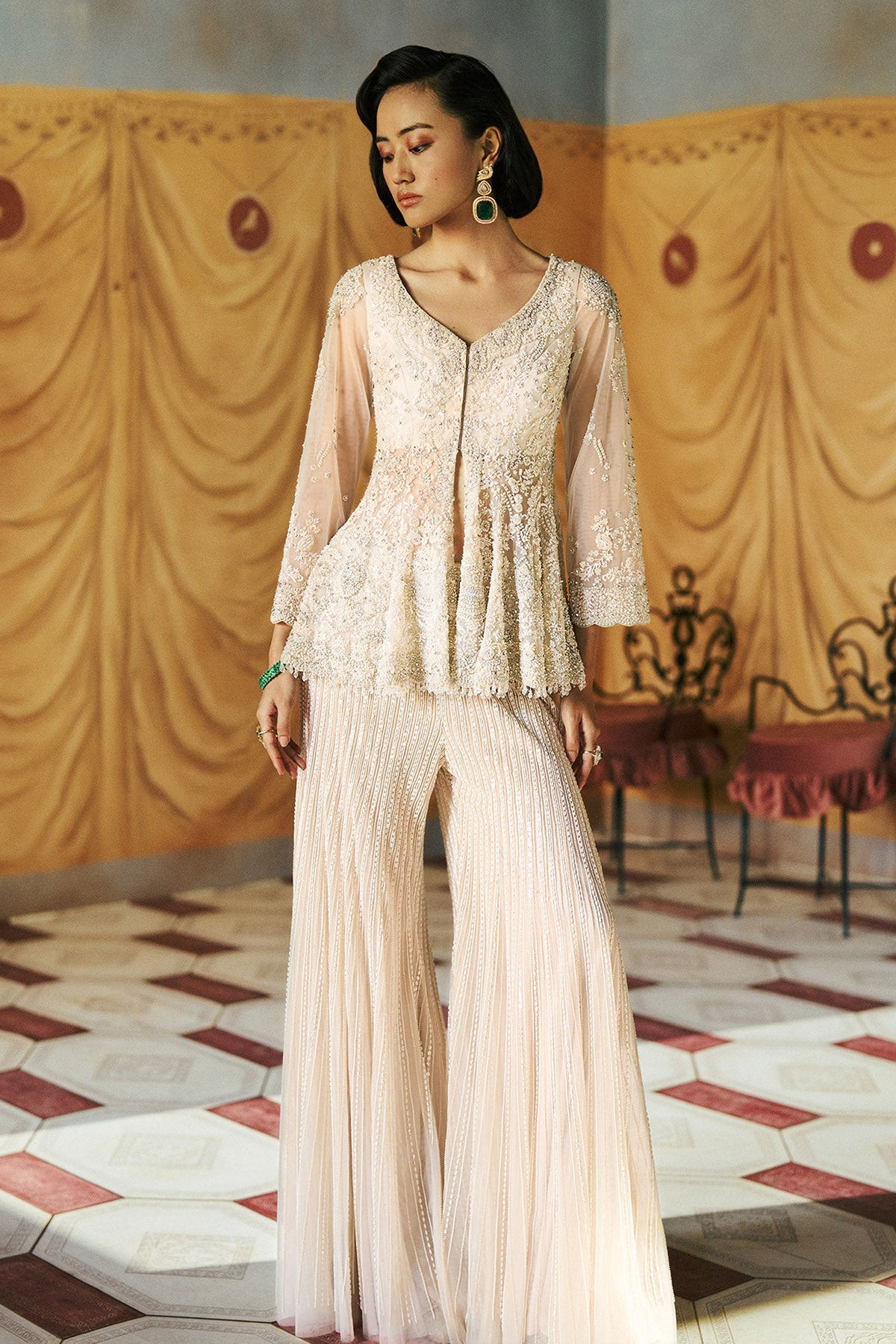 Pearlumé Jacket Kurta & Flare Pant Set