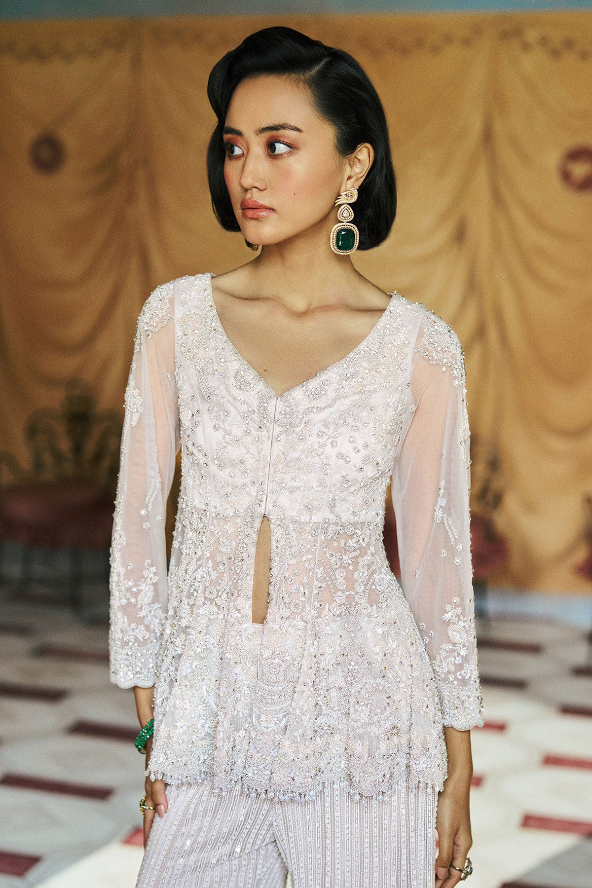 Pearlumé Jacket Kurta & Flare Pant Set