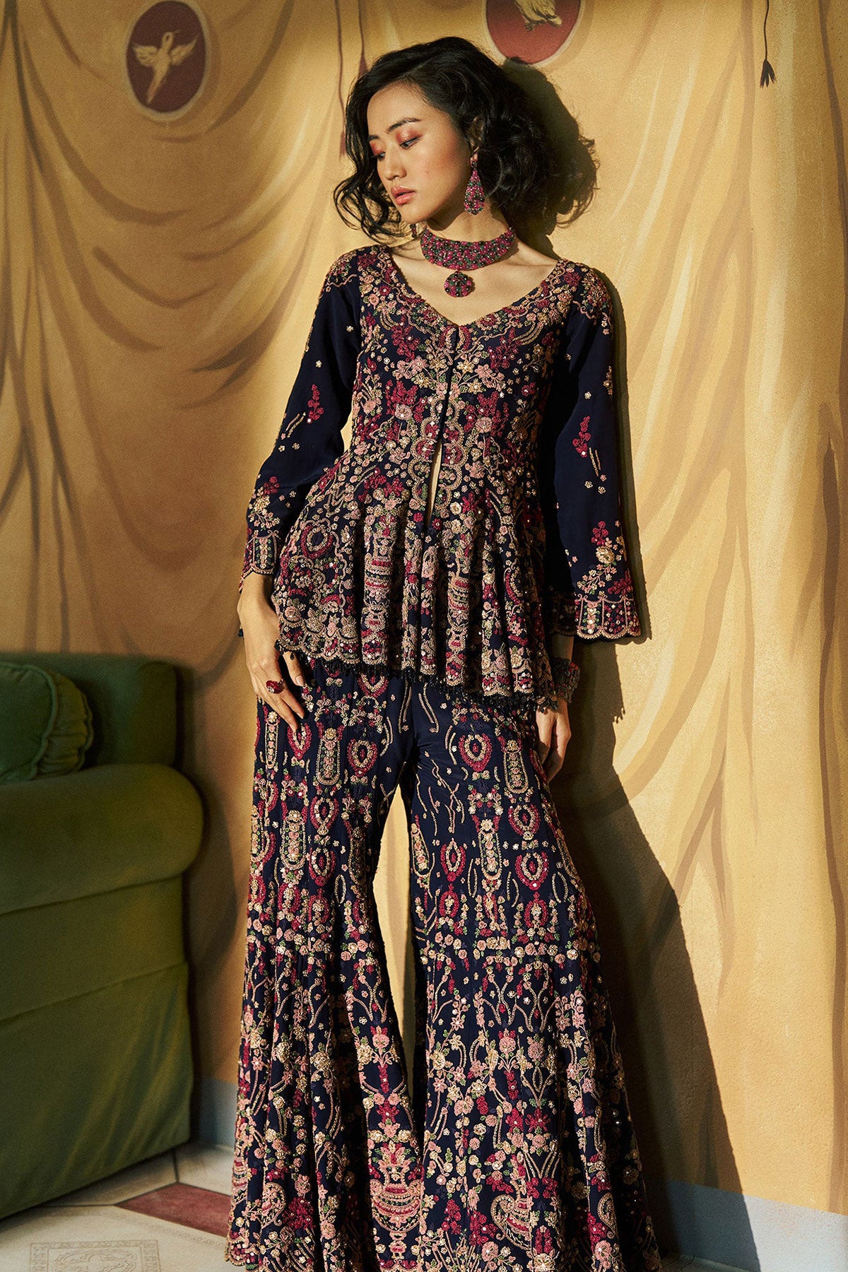 Hueden Jacket Kurta & Flare Pant Set