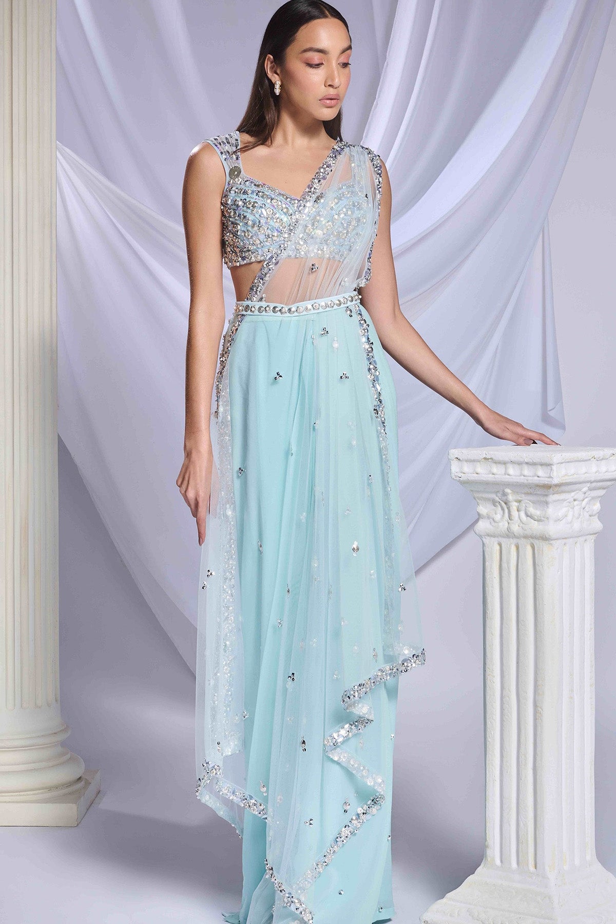 Royal Aqua saree set