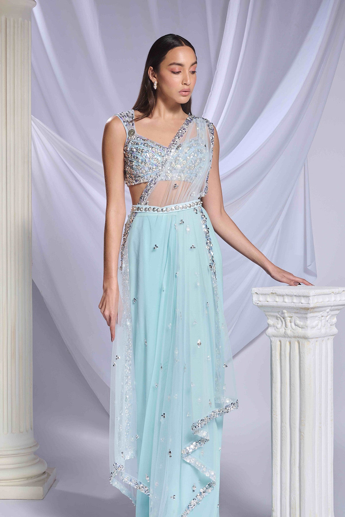 Royal Aqua saree set
