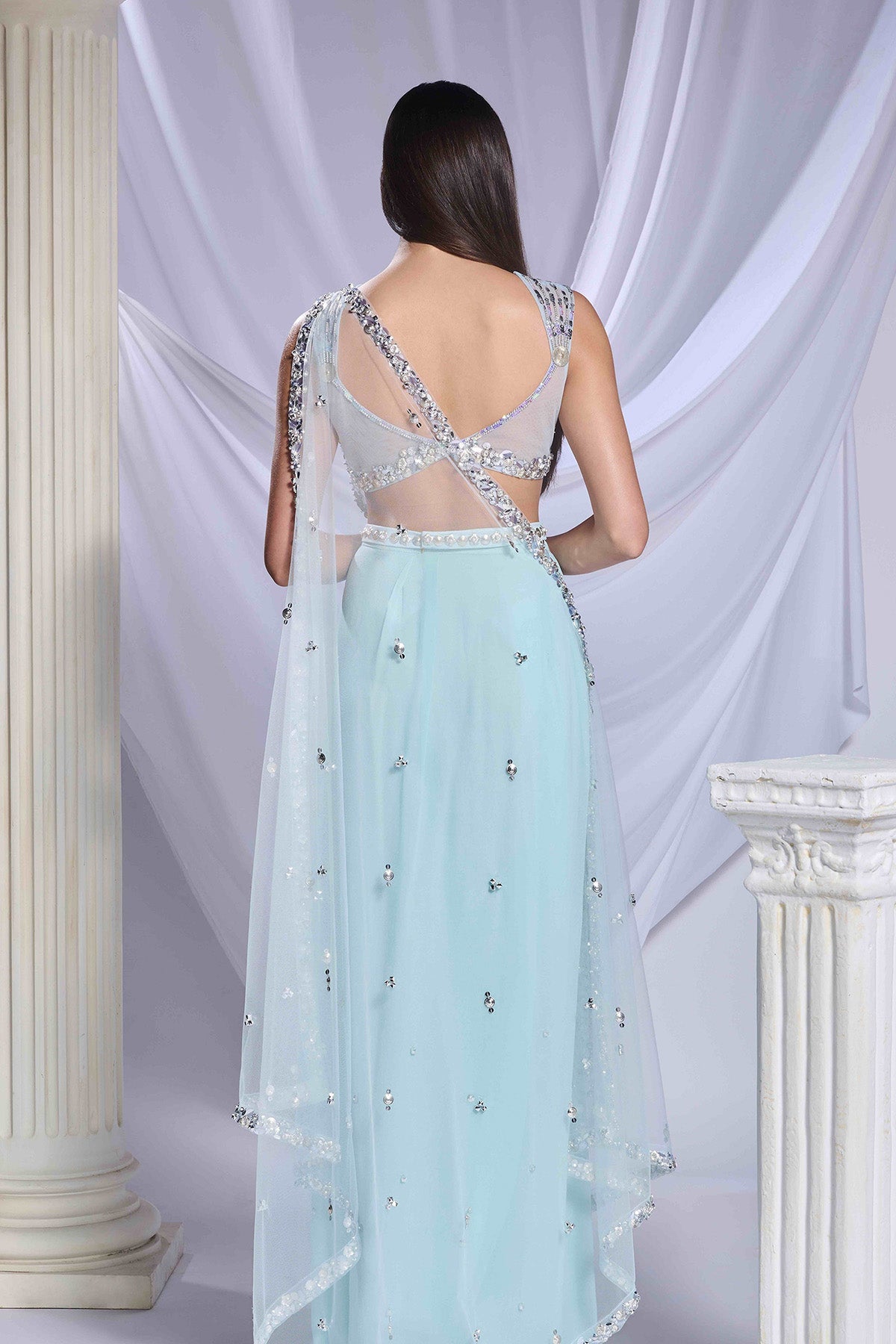 Royal Aqua saree set