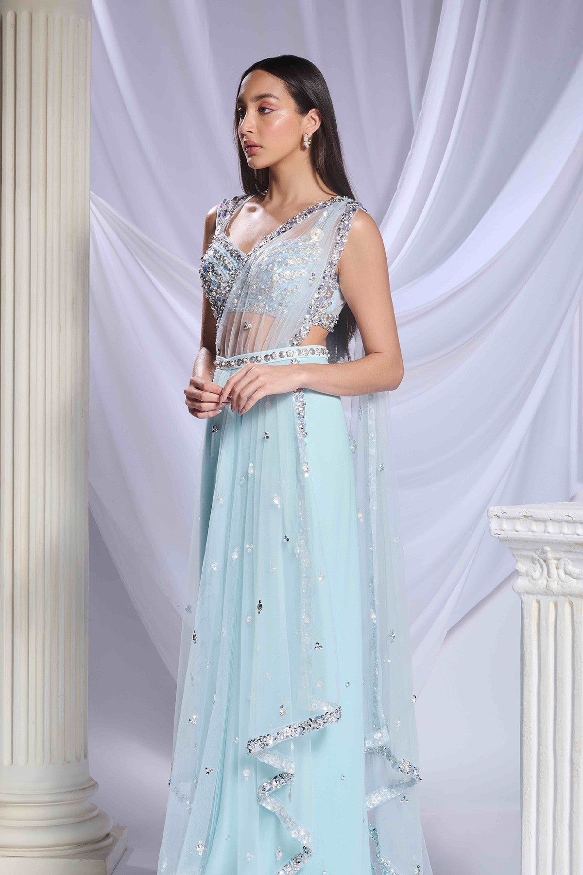 Royal Aqua saree set
