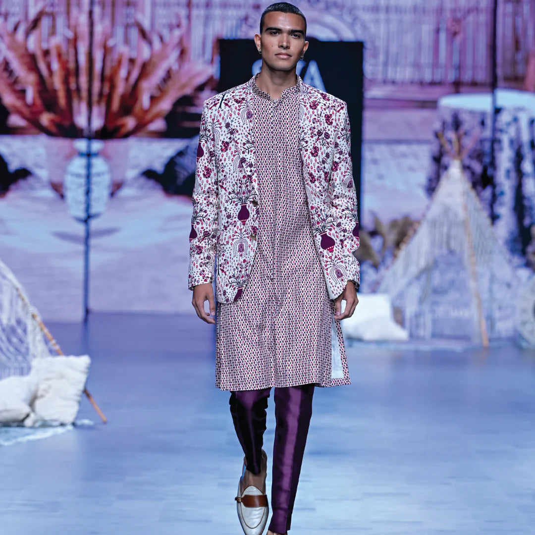 SAFAR MERLOT JAAL BLAZER SET