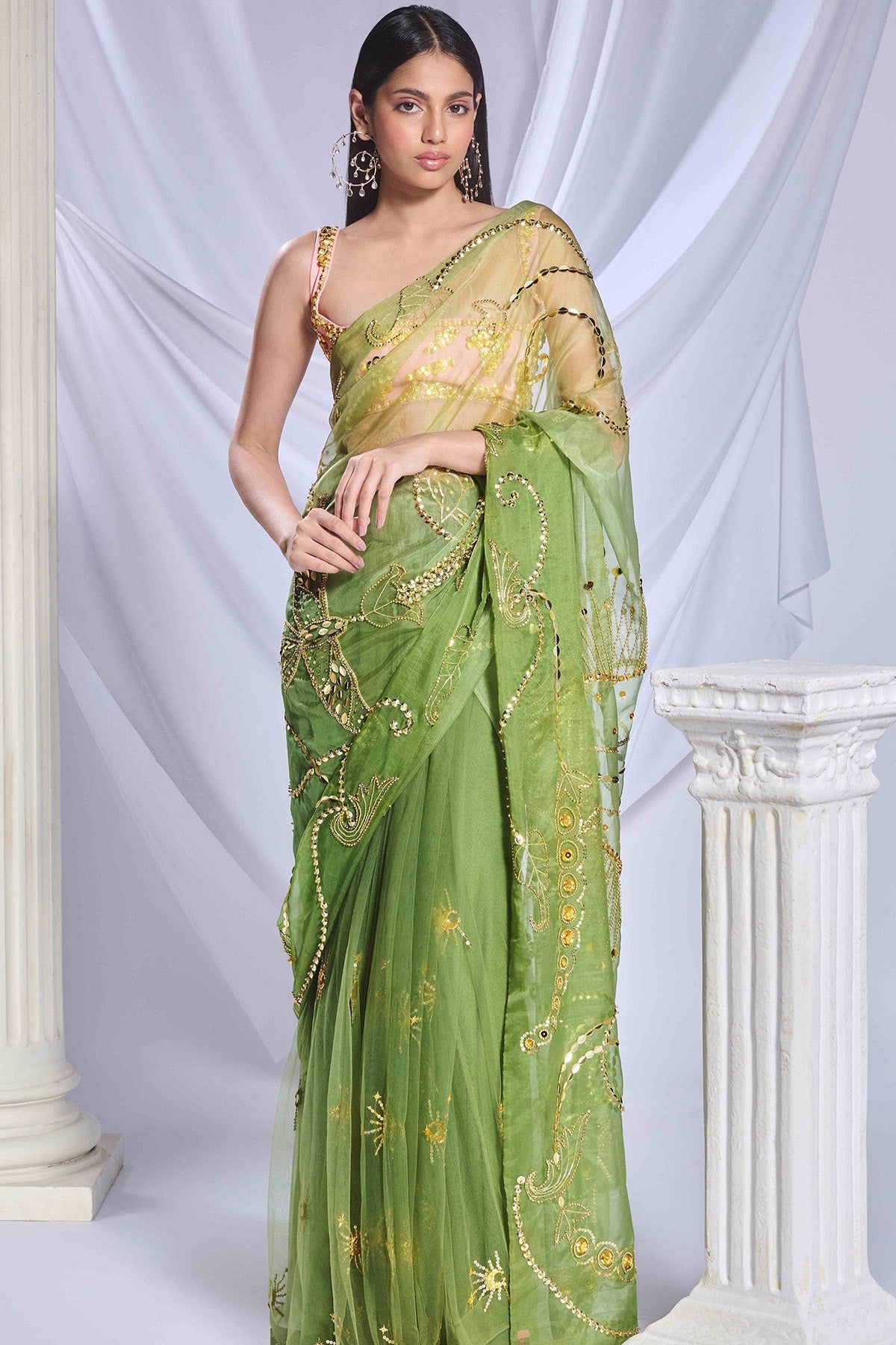 Sea Frost saree set