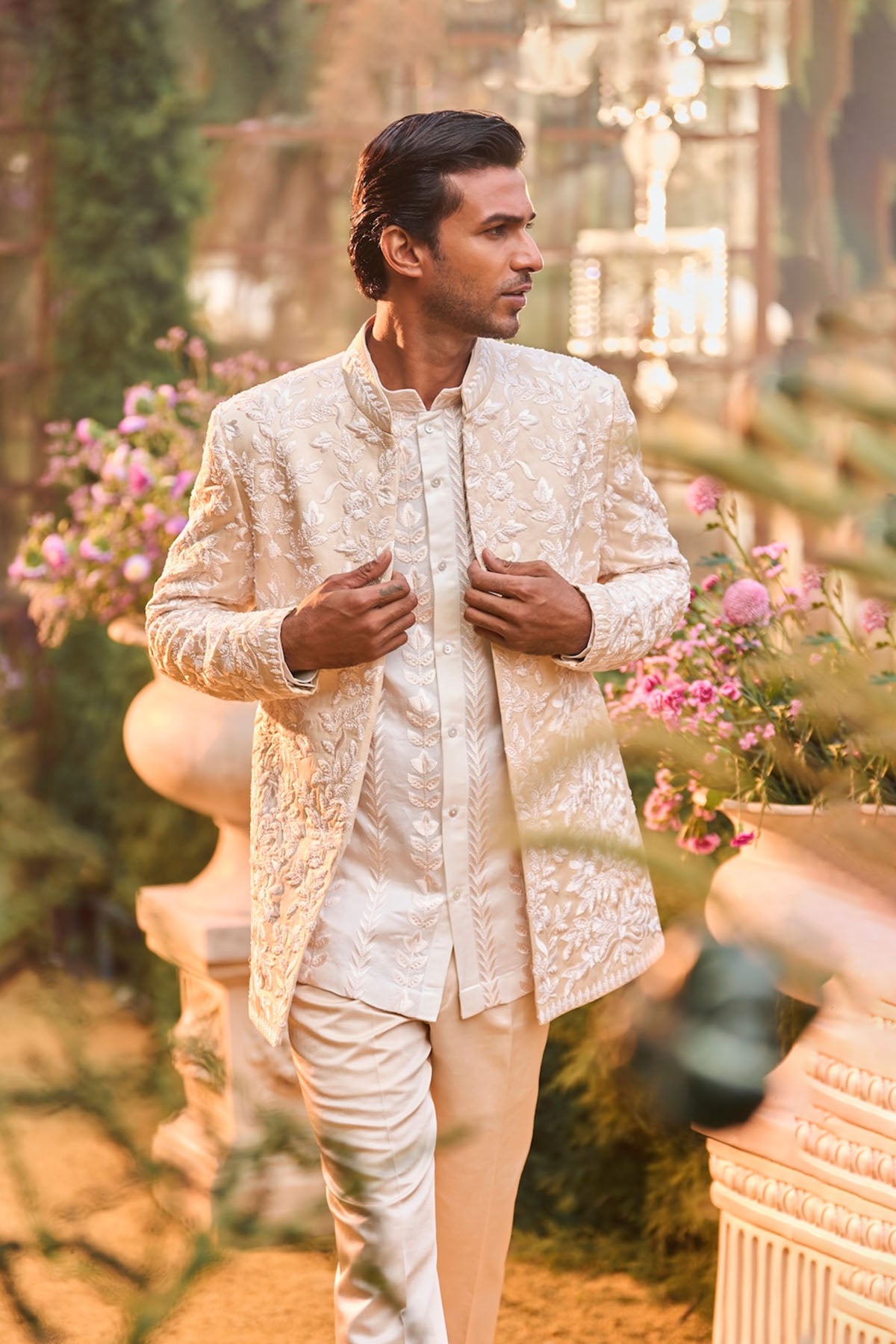 Powder Nude Bandhgala Set