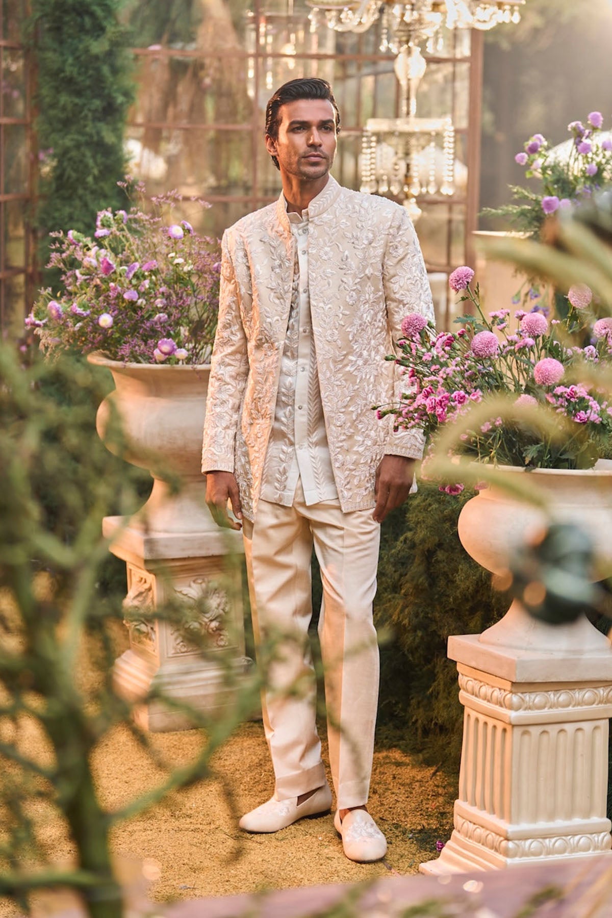 Powder Nude Bandhgala Set