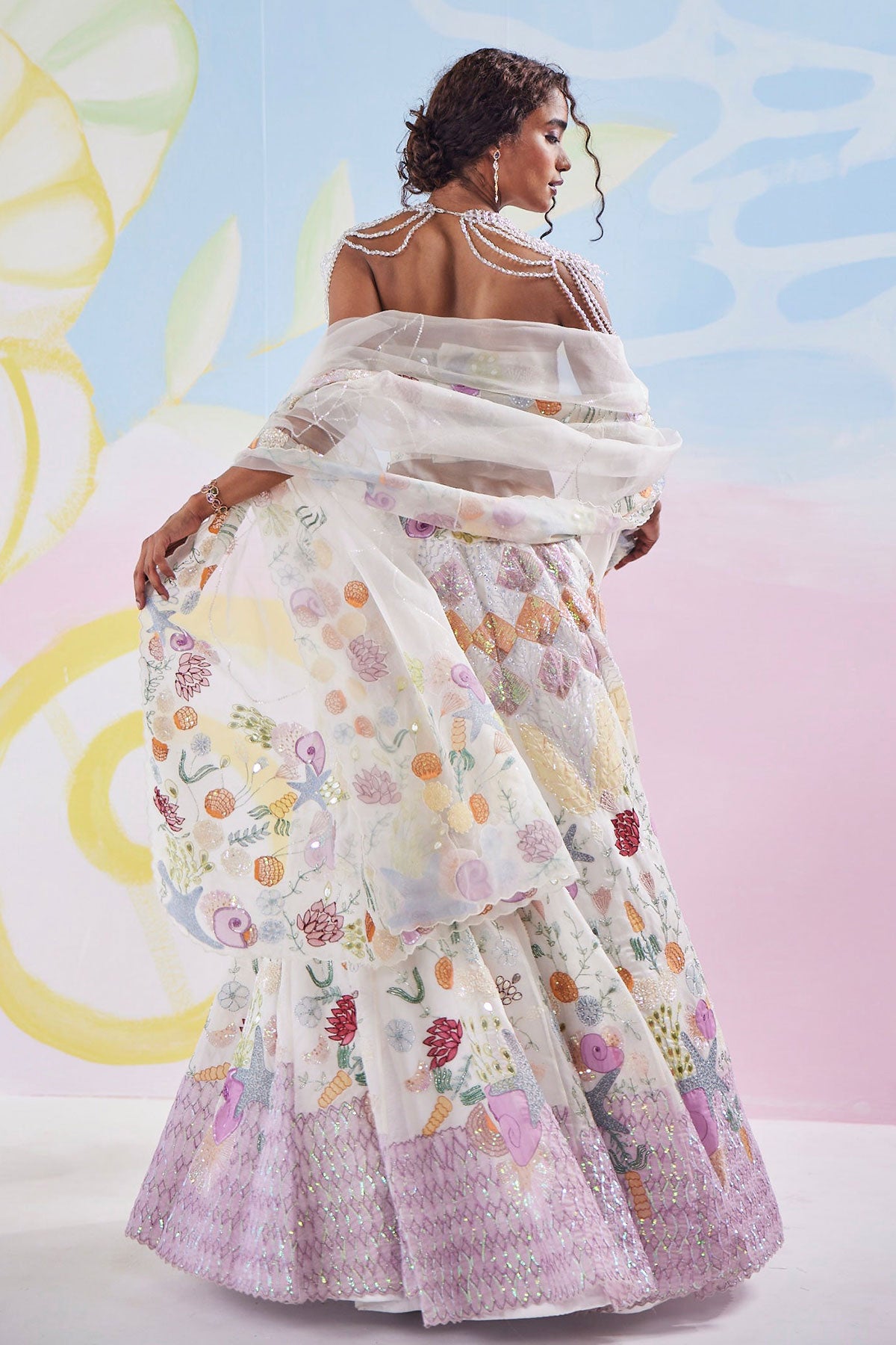 Vanilla Glow Handpainted Corset Lehenga