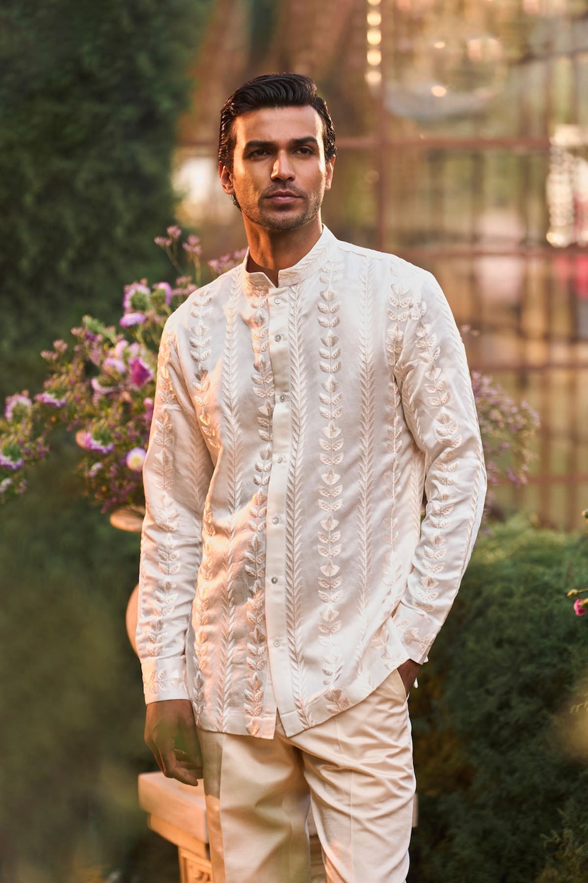 Powder Nude Bandhgala Set