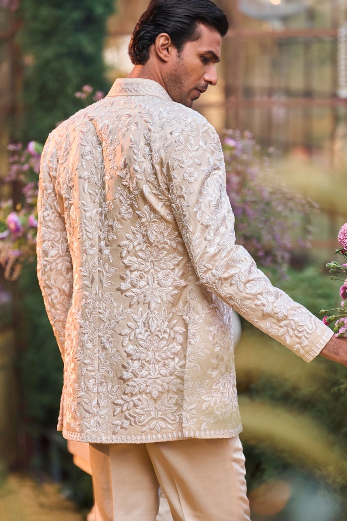 Powder Nude Bandhgala Set