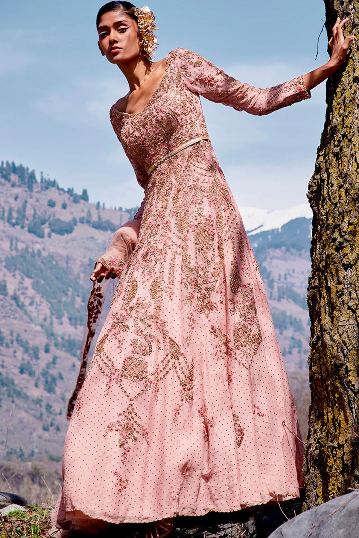 "Moiety" Kalidar Set With Tulle Dupatta