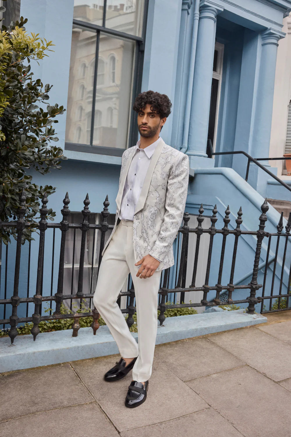 Ivory Silver Tuxedo Set