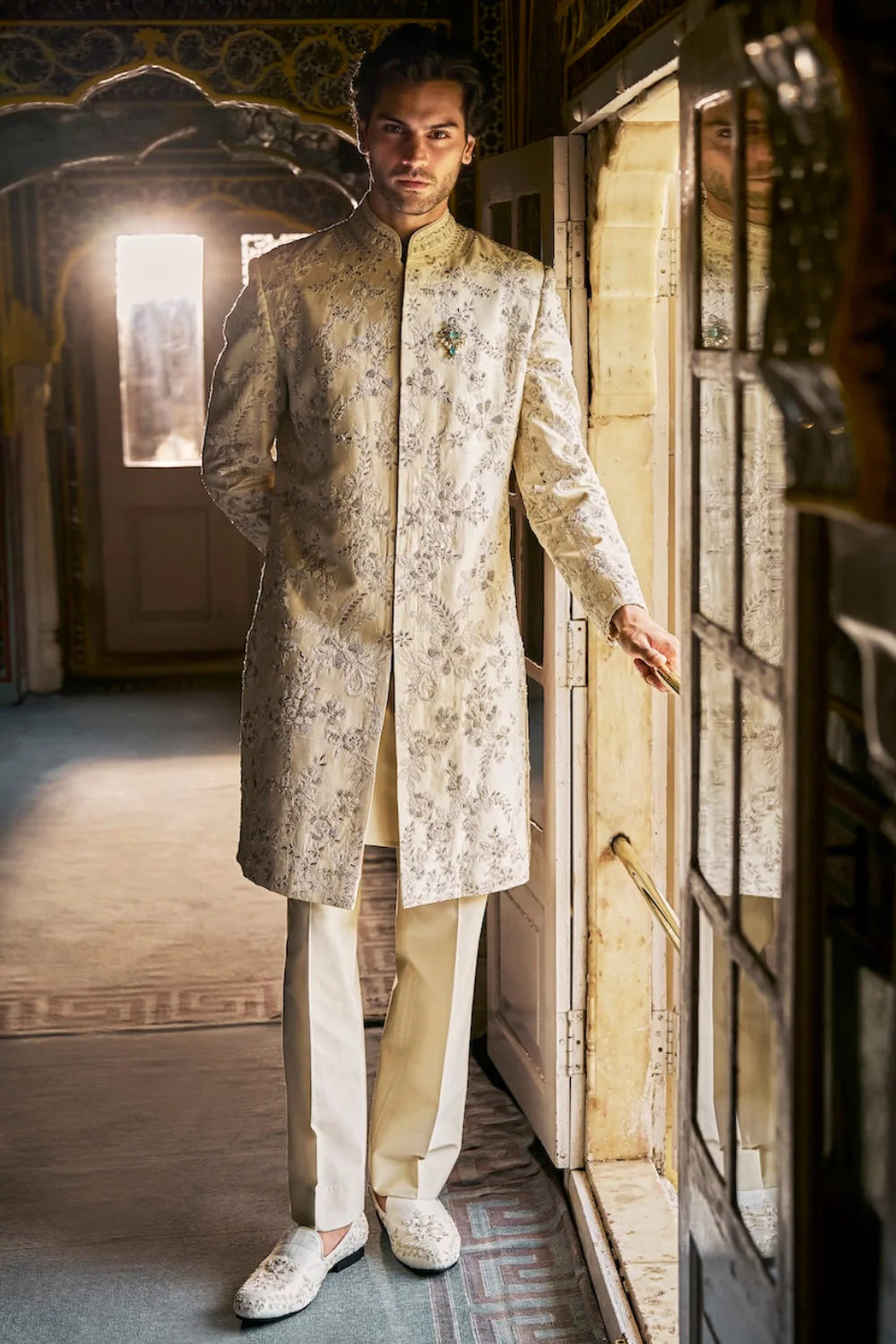 Ivory Gold Sherwani Set