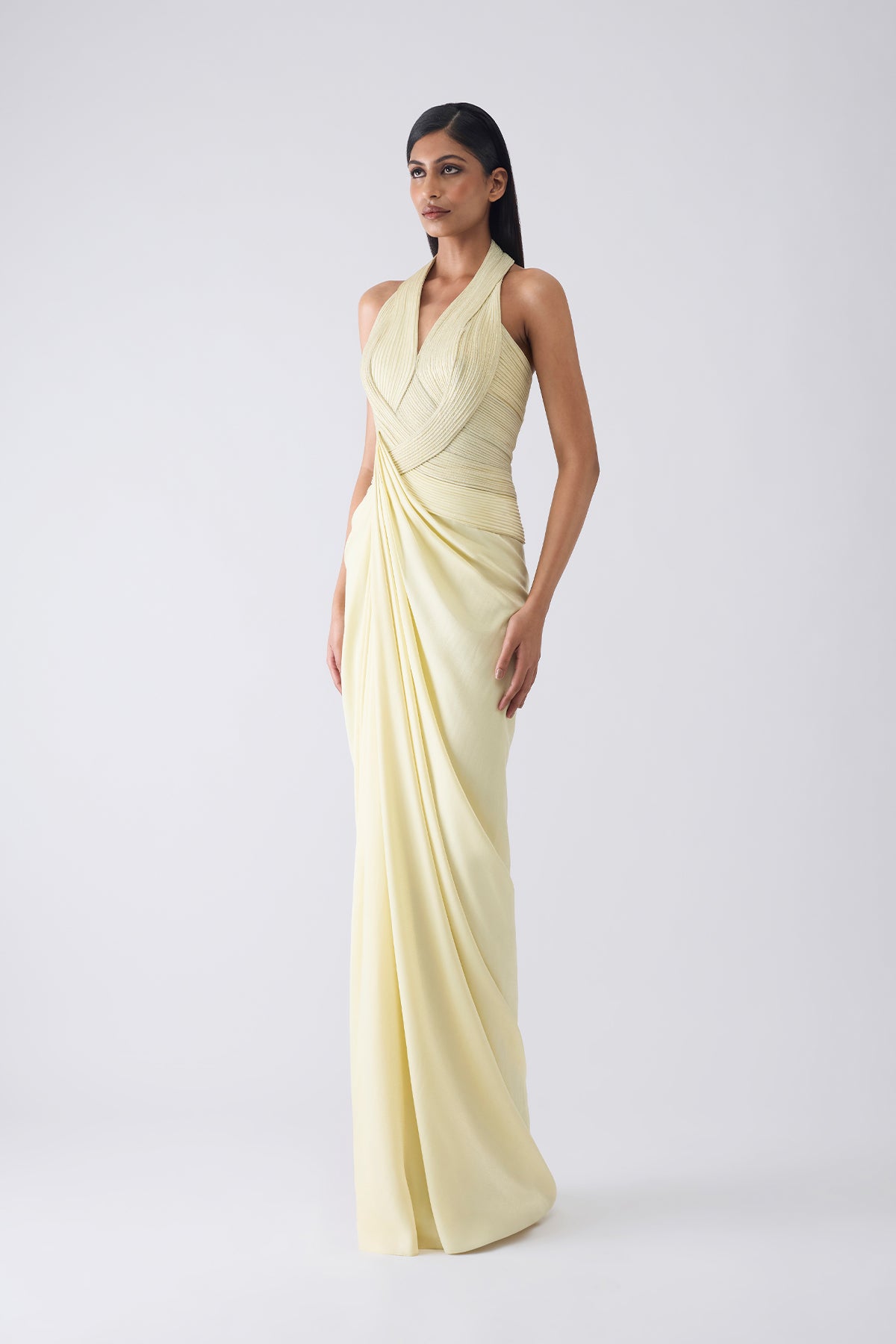 Metallic Corded Cape And Skirt With Bustier