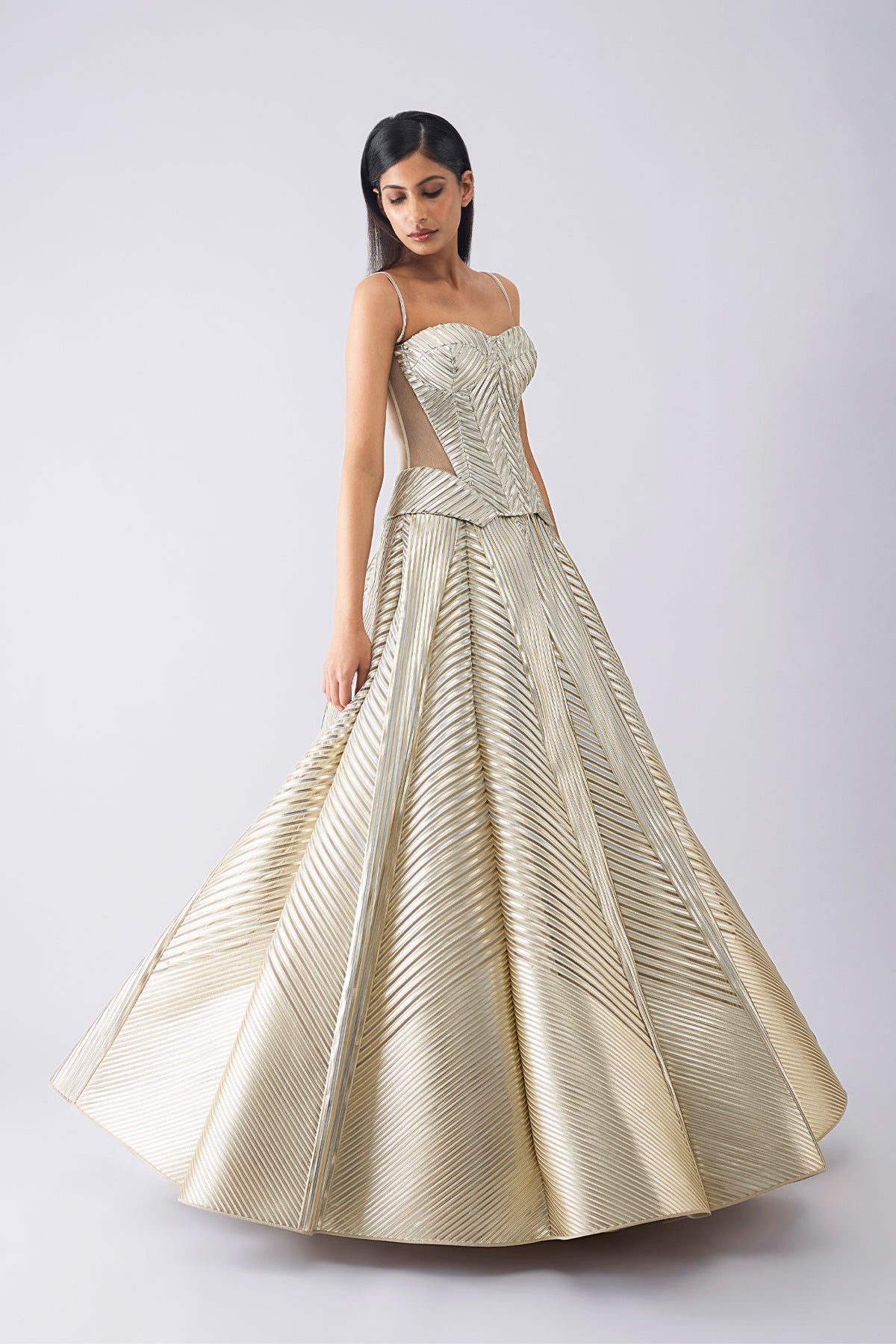 Metallic Structured Corset And Skirt