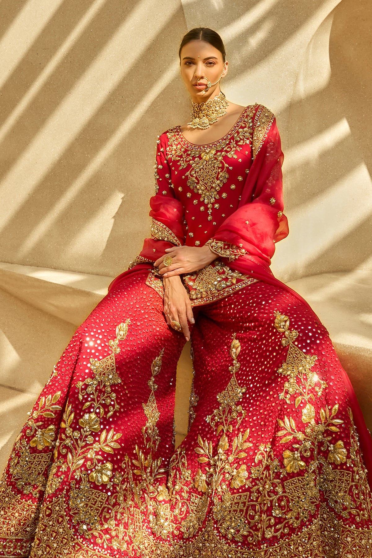 RUBY RED SHARARA SET