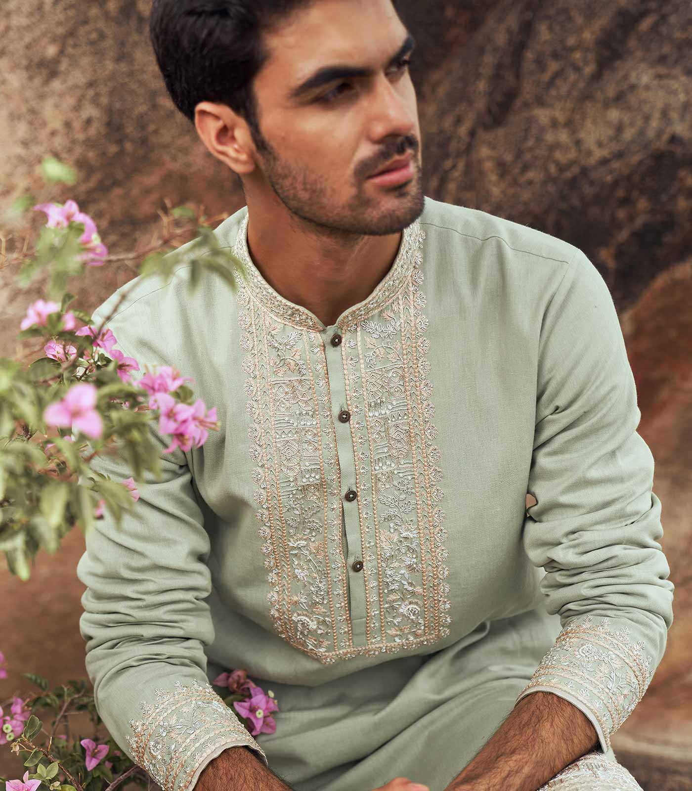 MINT GREEN HEAVY NECK KURTA SET