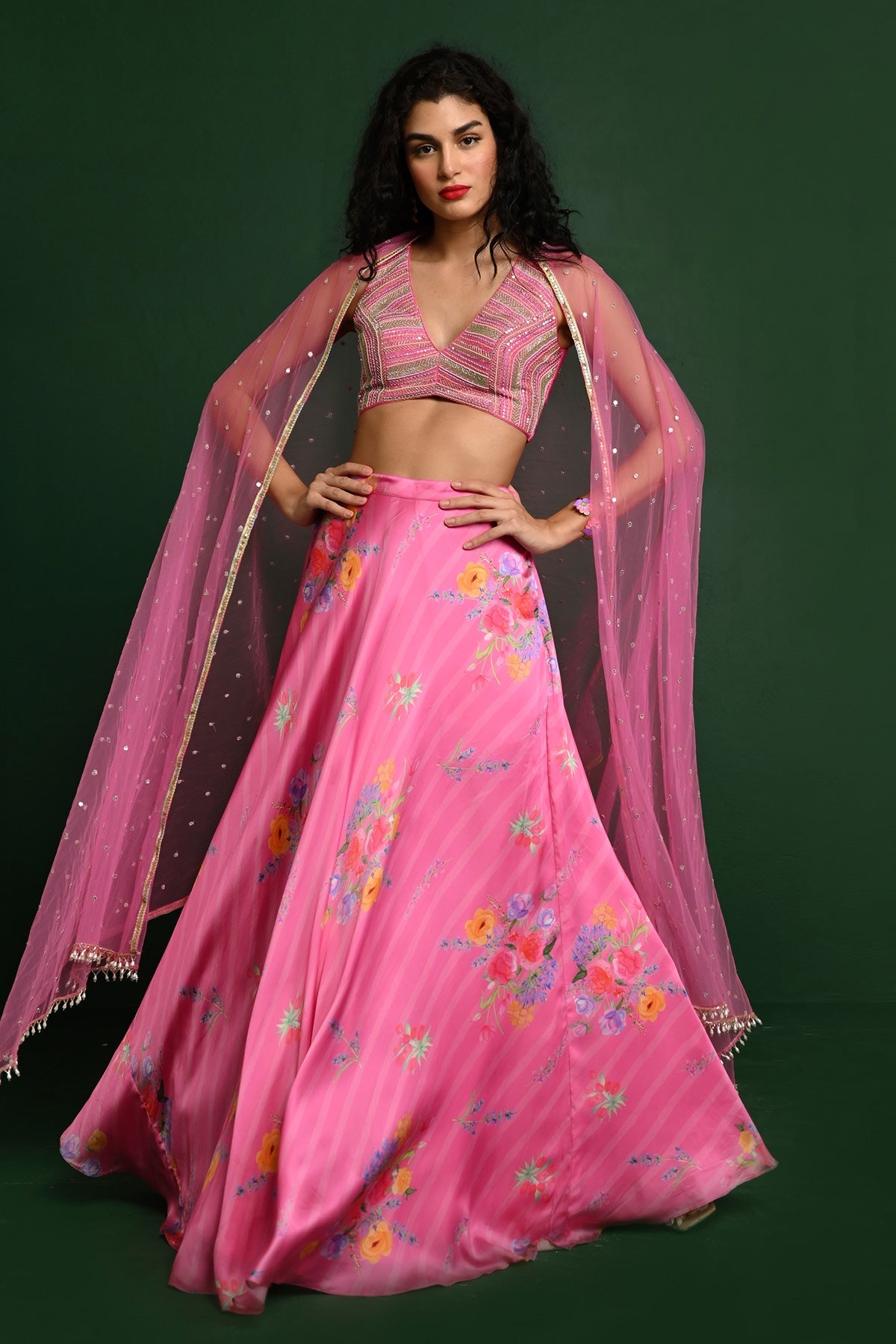 ROSETTA SATIN SEMI CIRCLE SKIRT