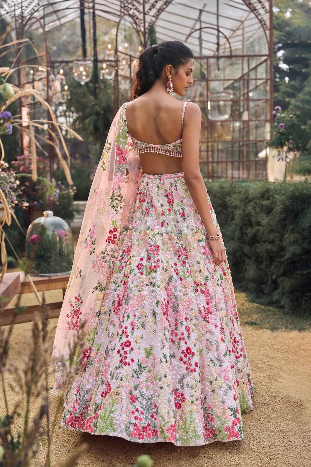 Powder Peach Multi-Coloured Lehenga Set