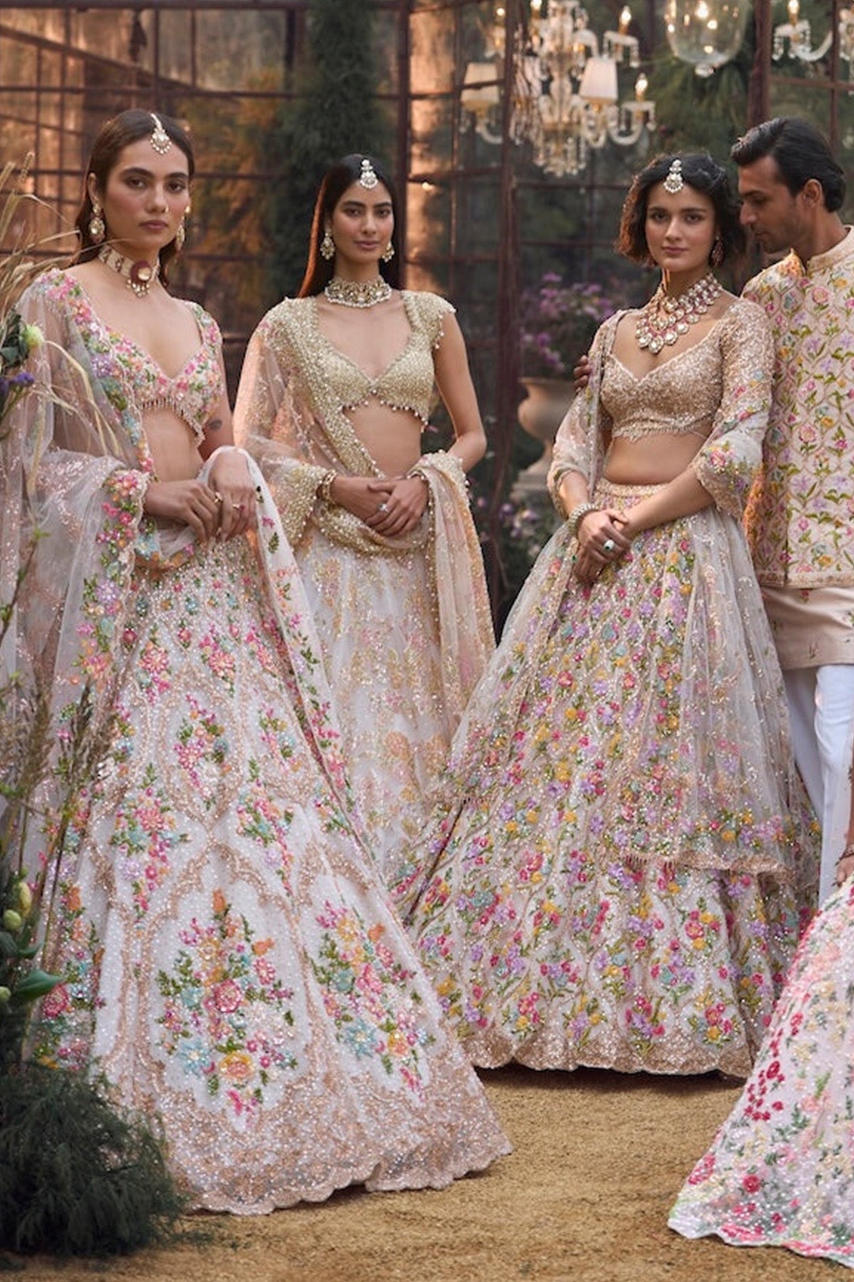 Powder Peach Multi-Coloured Lehenga Set