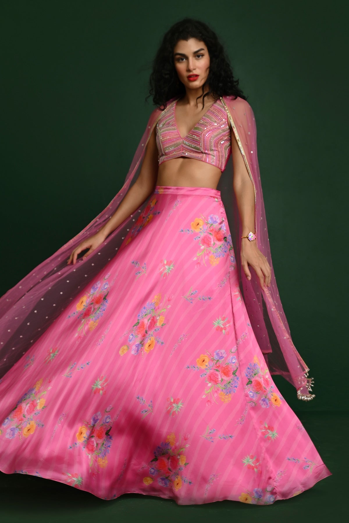 ROSETTA SATIN SEMI CIRCLE SKIRT