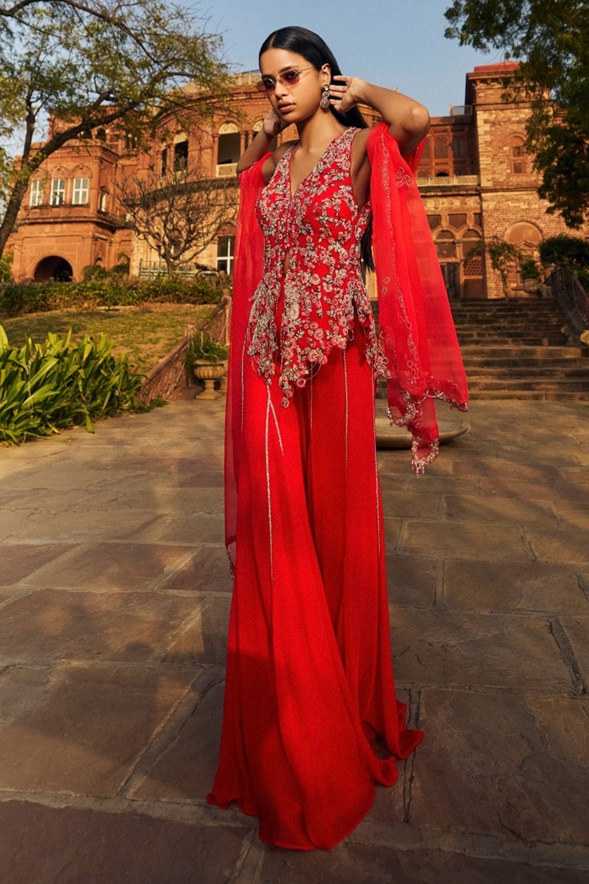 "Humaira" chiffon jacket and Sharara set