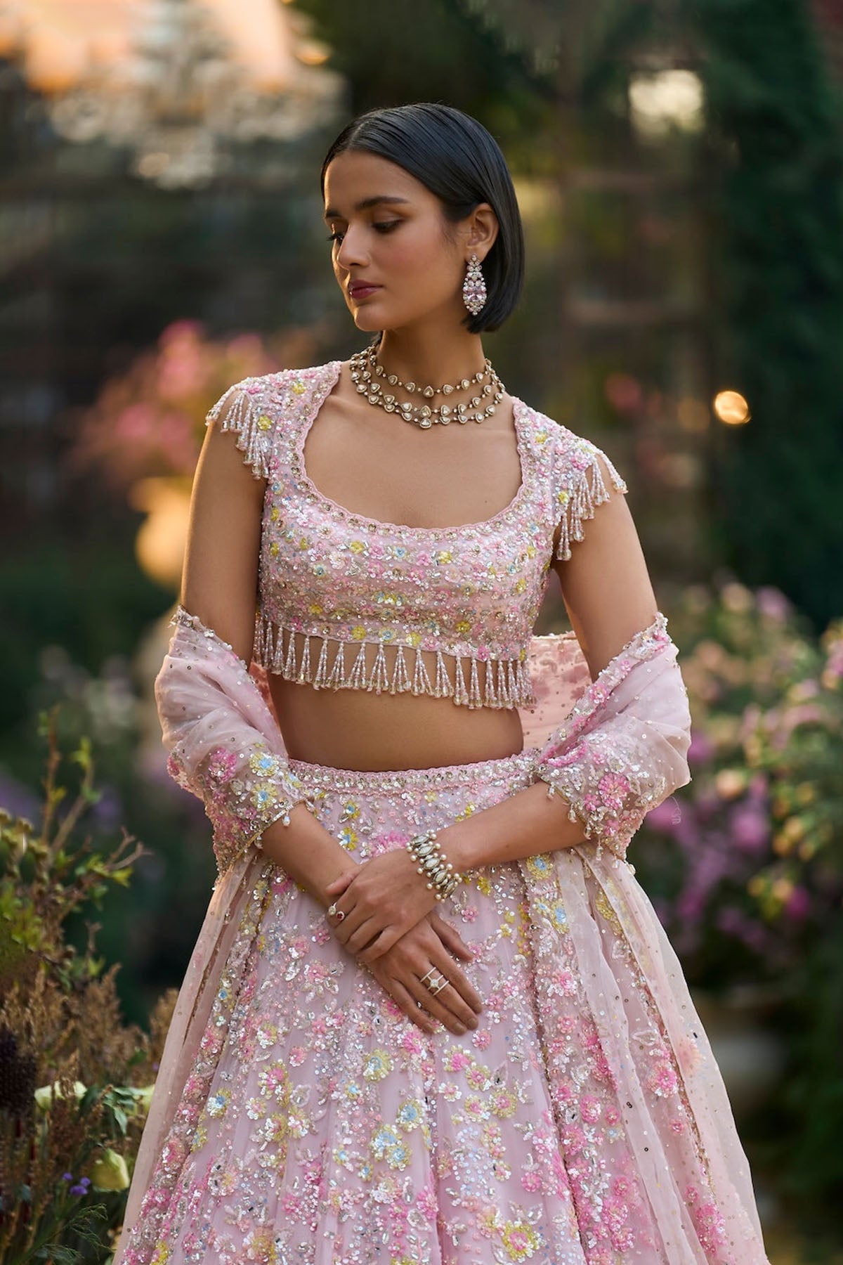 Powder Pink Sequin Lehenga Set