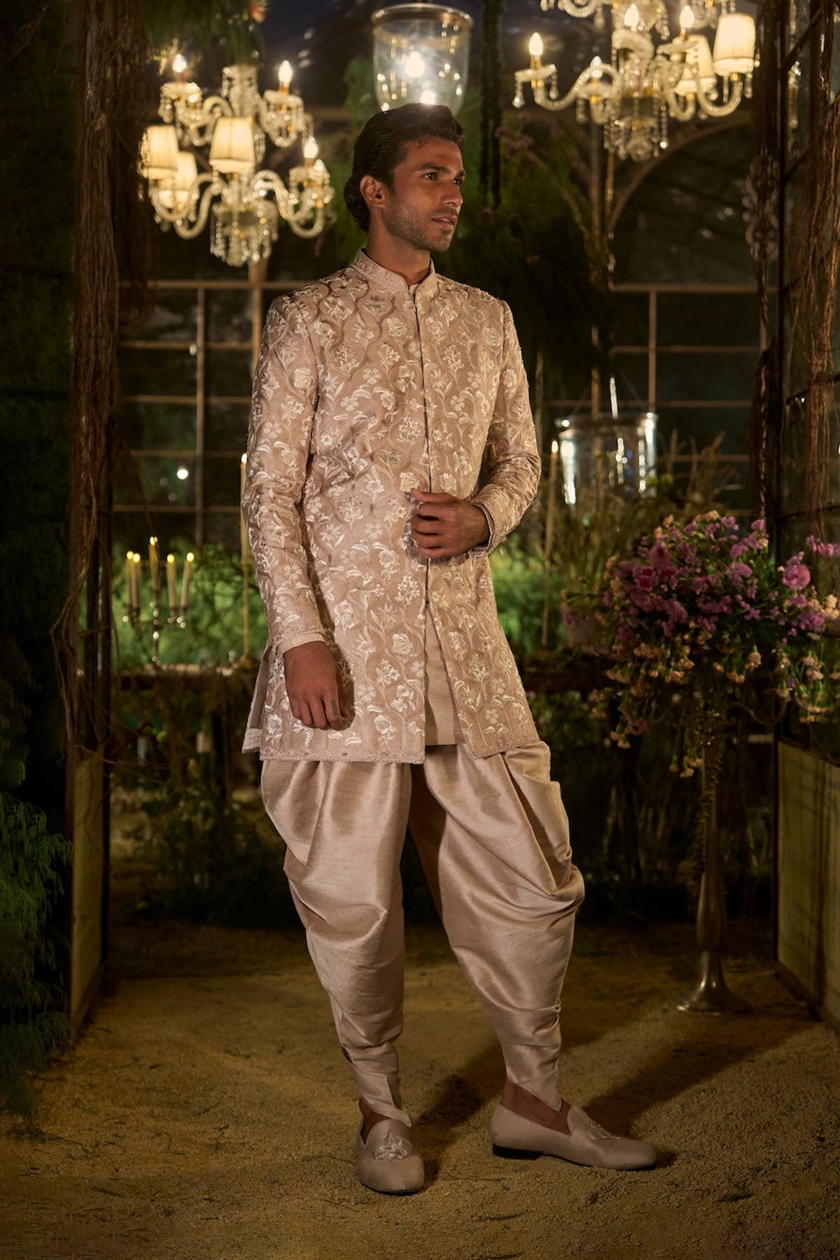 Rosé Champagne Sherwani Set