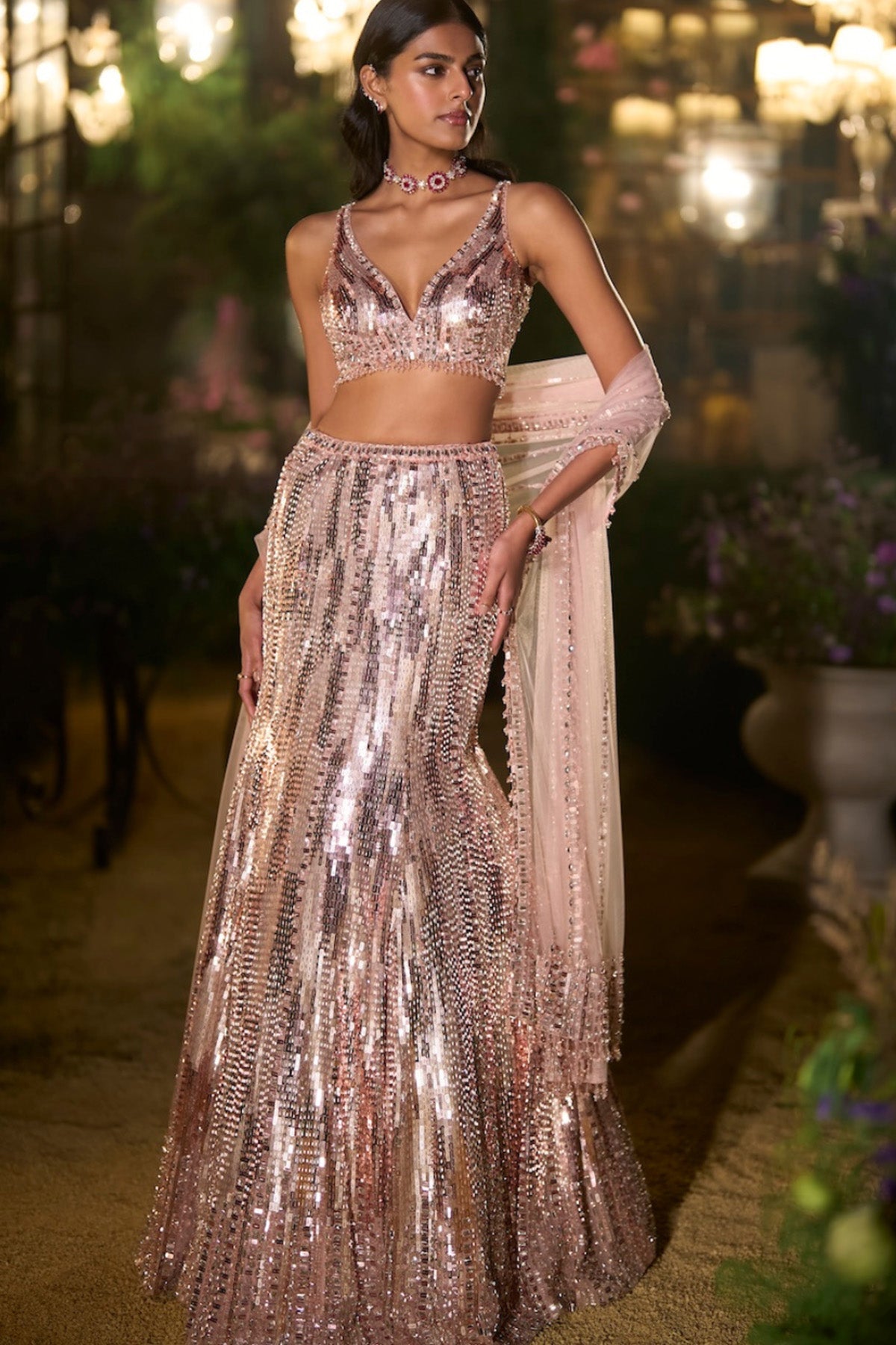 Rose Gold Fit & Flare Skirt Set