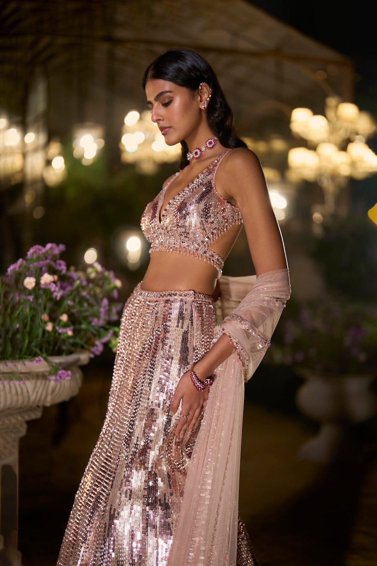 Rose Gold Fit & Flare Skirt Set