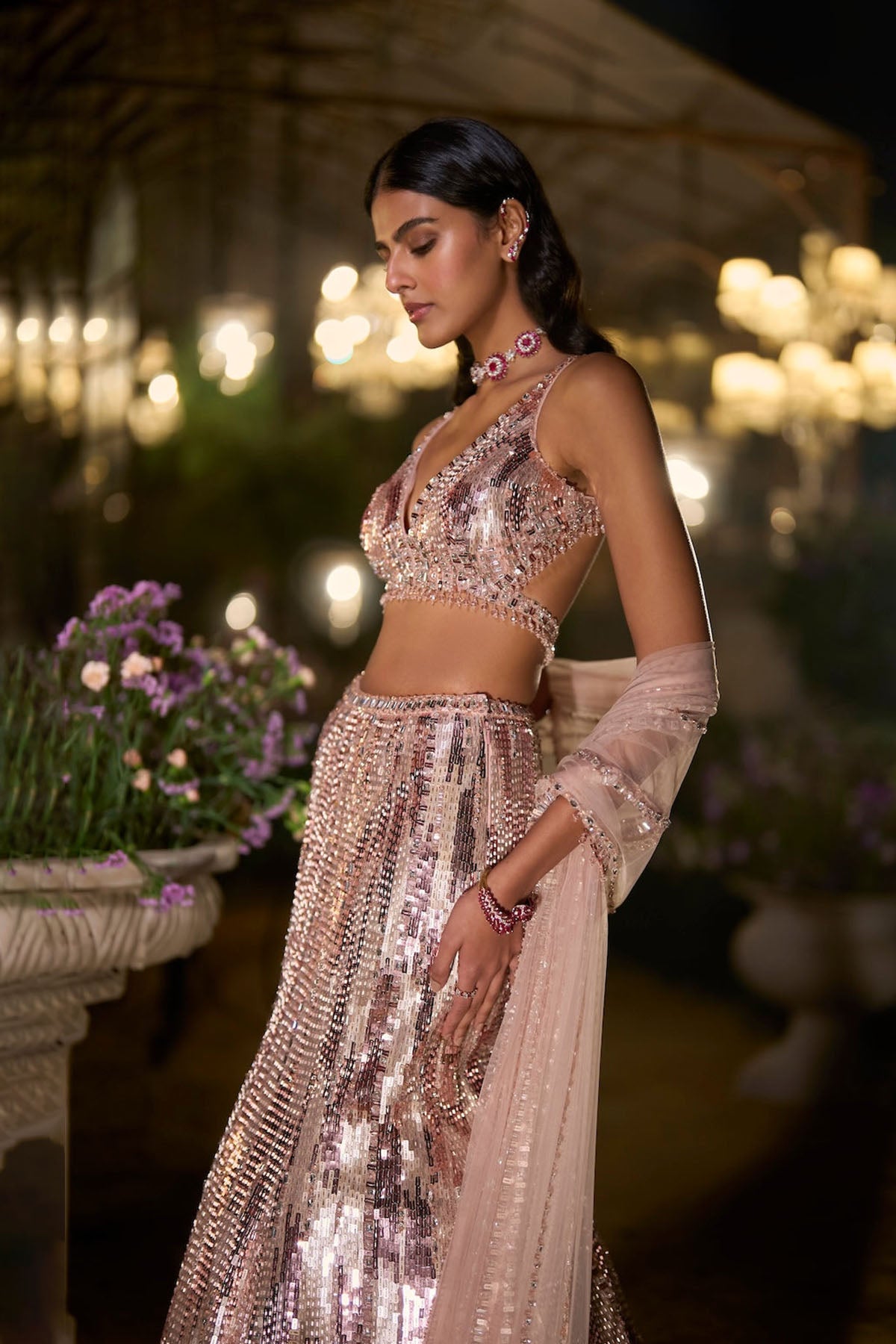 Rose Gold Fit & Flare Skirt Set